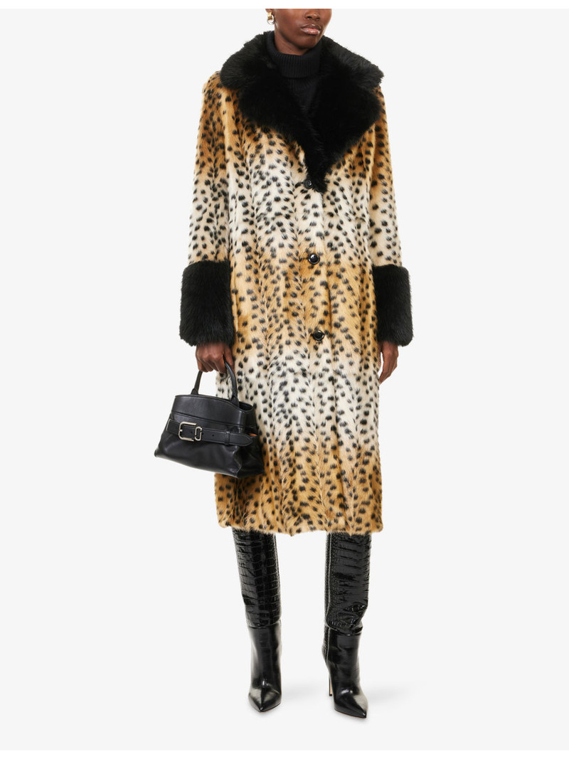 STAND STUDIO Filippa Leopard-Print Faux-Fur Coat outlook