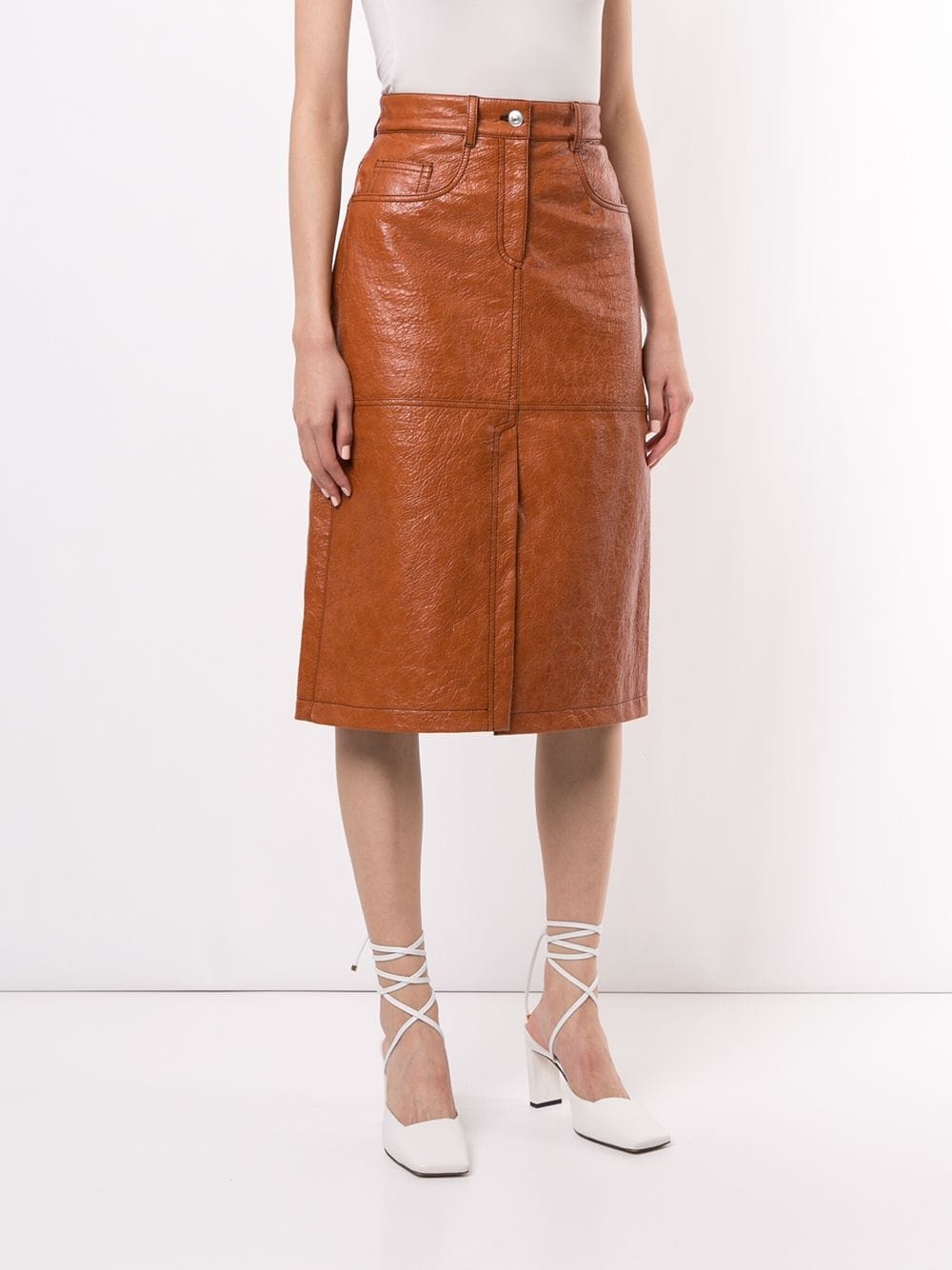 faux leather midi-skirt - 3