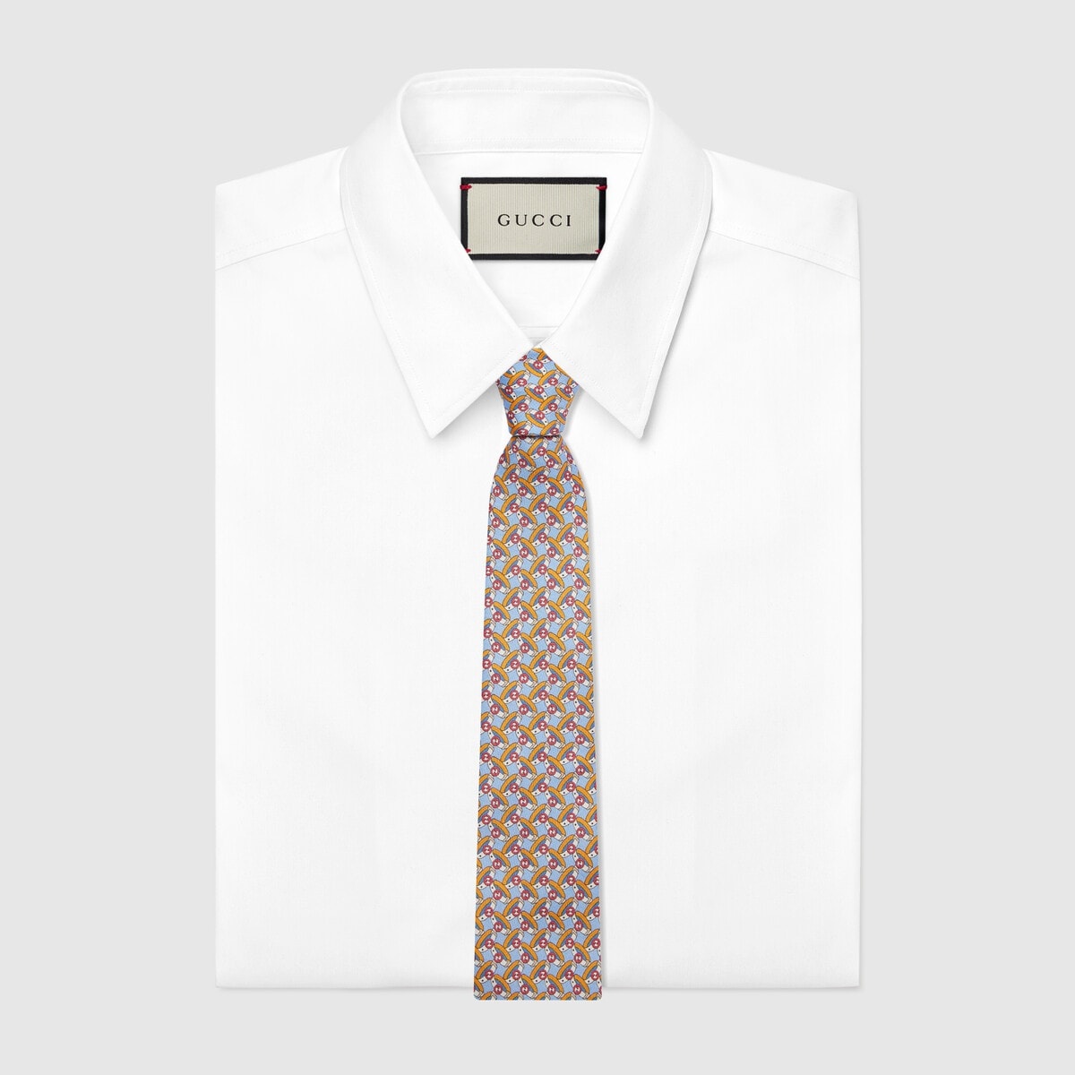Round Interlocking G belts print silk tie - 2