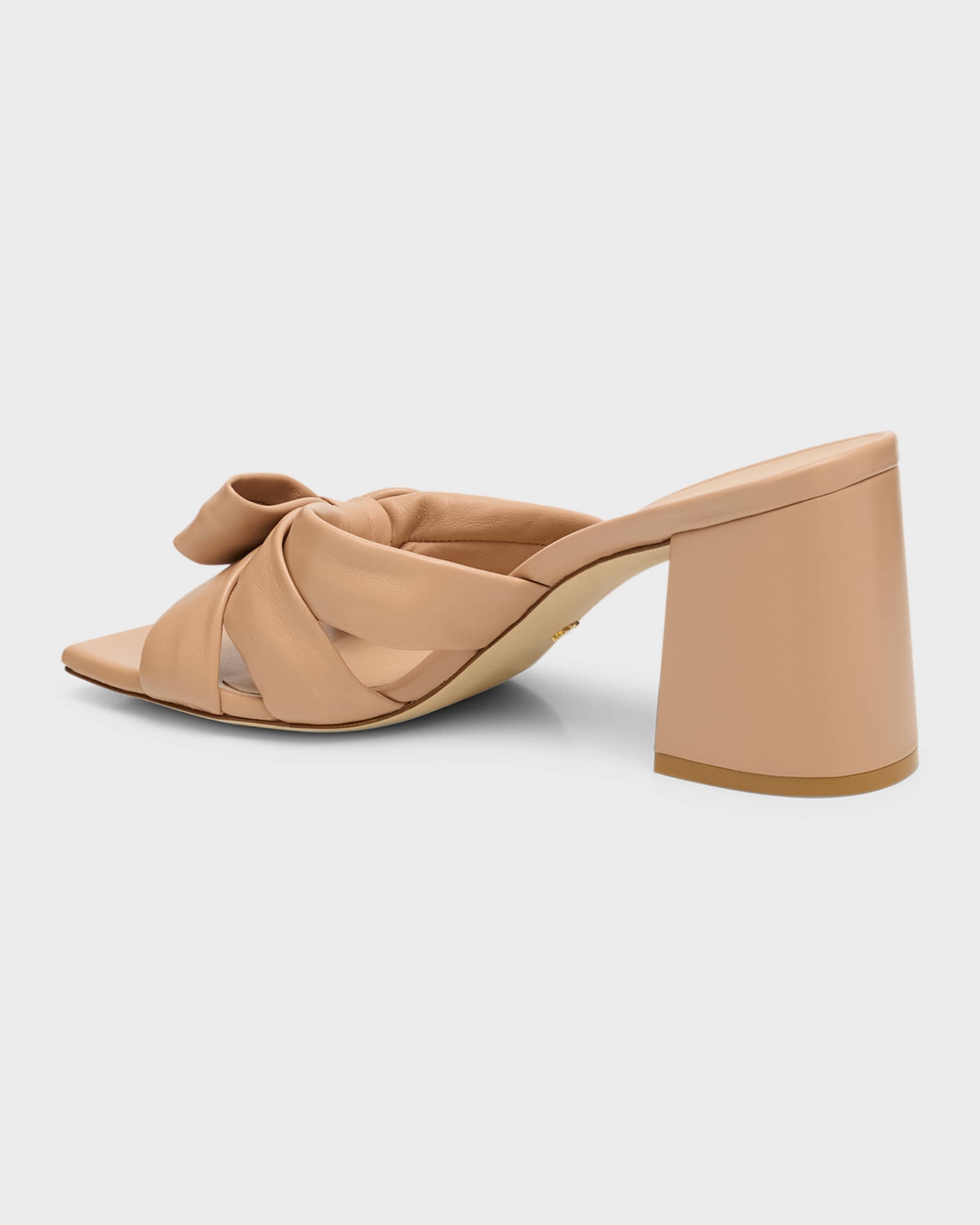 Sofia Leather Bow Mule Sandals - 3