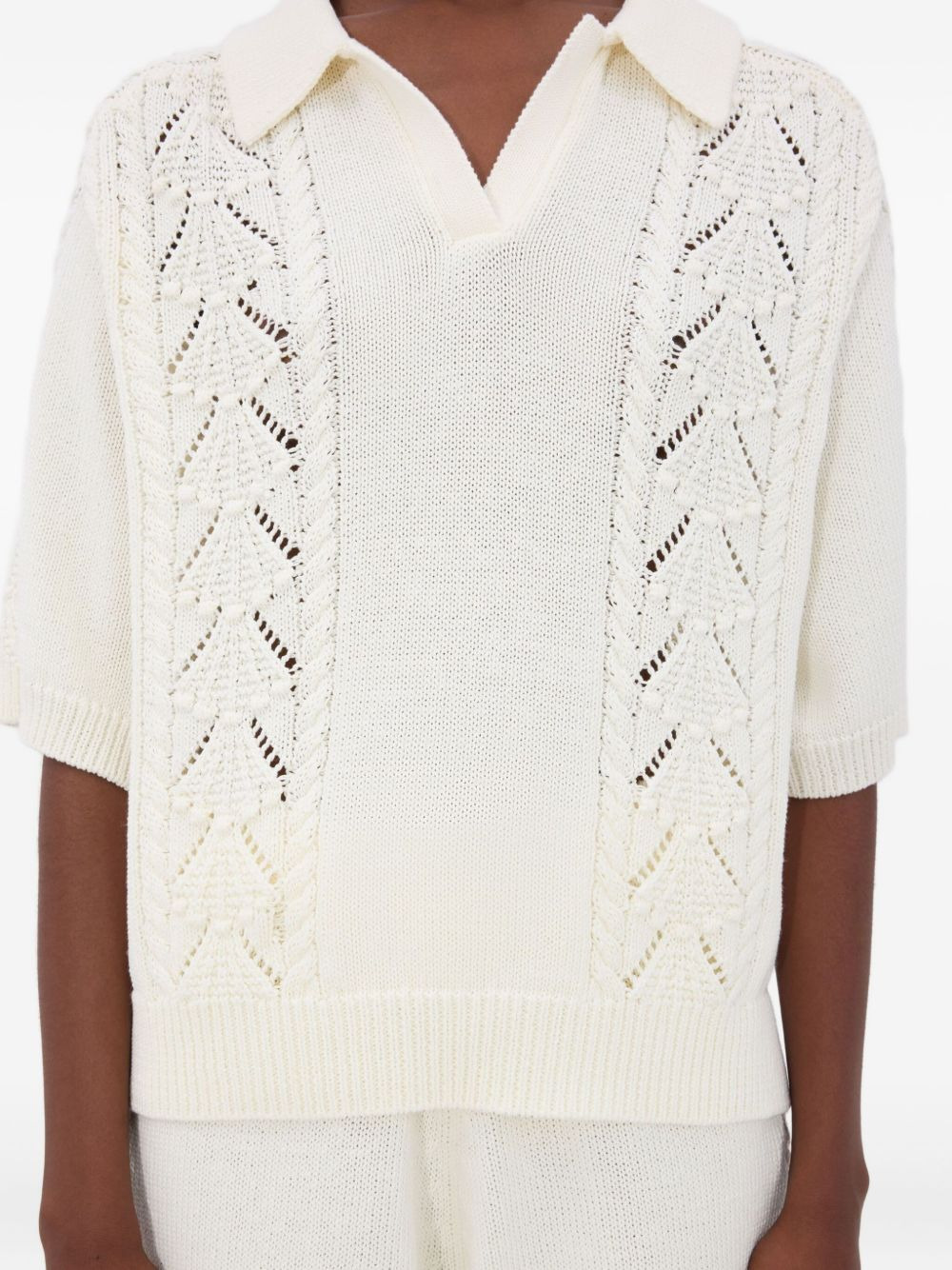 crochet-detail T-shirt - 5