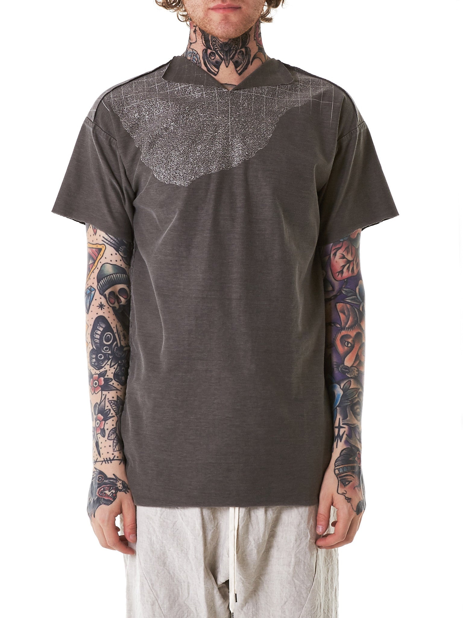 Grid-Printed Tee - 1