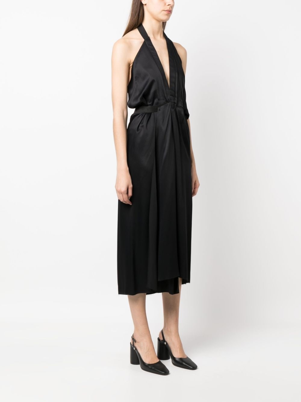 satin halterneck midi dress - 3
