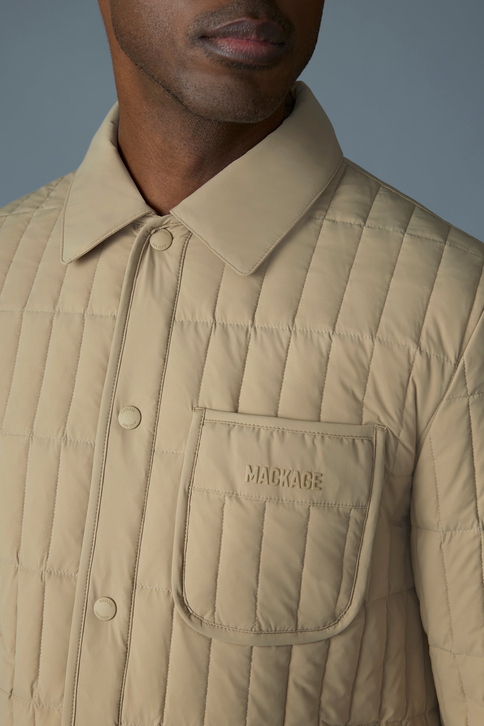MATEO Vertical Quilted Jacket with Spread Collar - 5