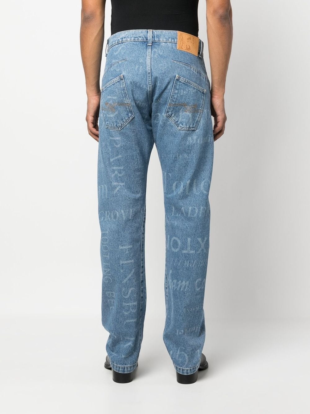 printed straight leg jeans - 5