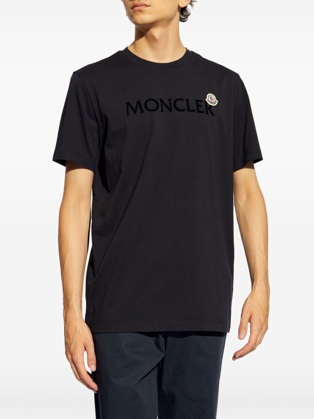 flocked-logo cotton T-shirt - 3