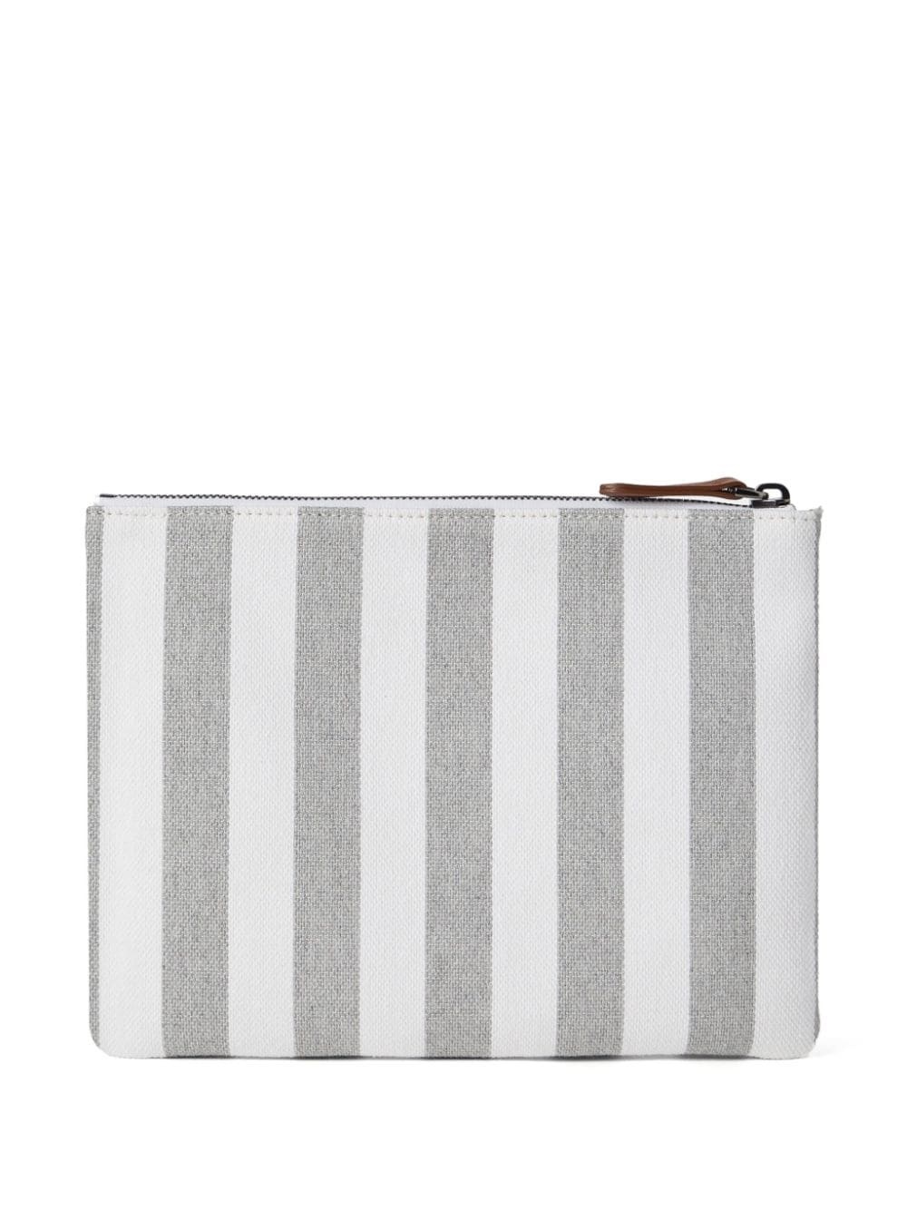 logo-embroidered striped clutch bag - 2