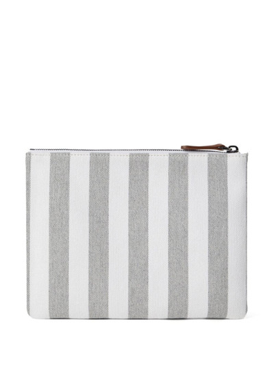 Brunello Cucinelli logo-embroidered striped clutch bag outlook
