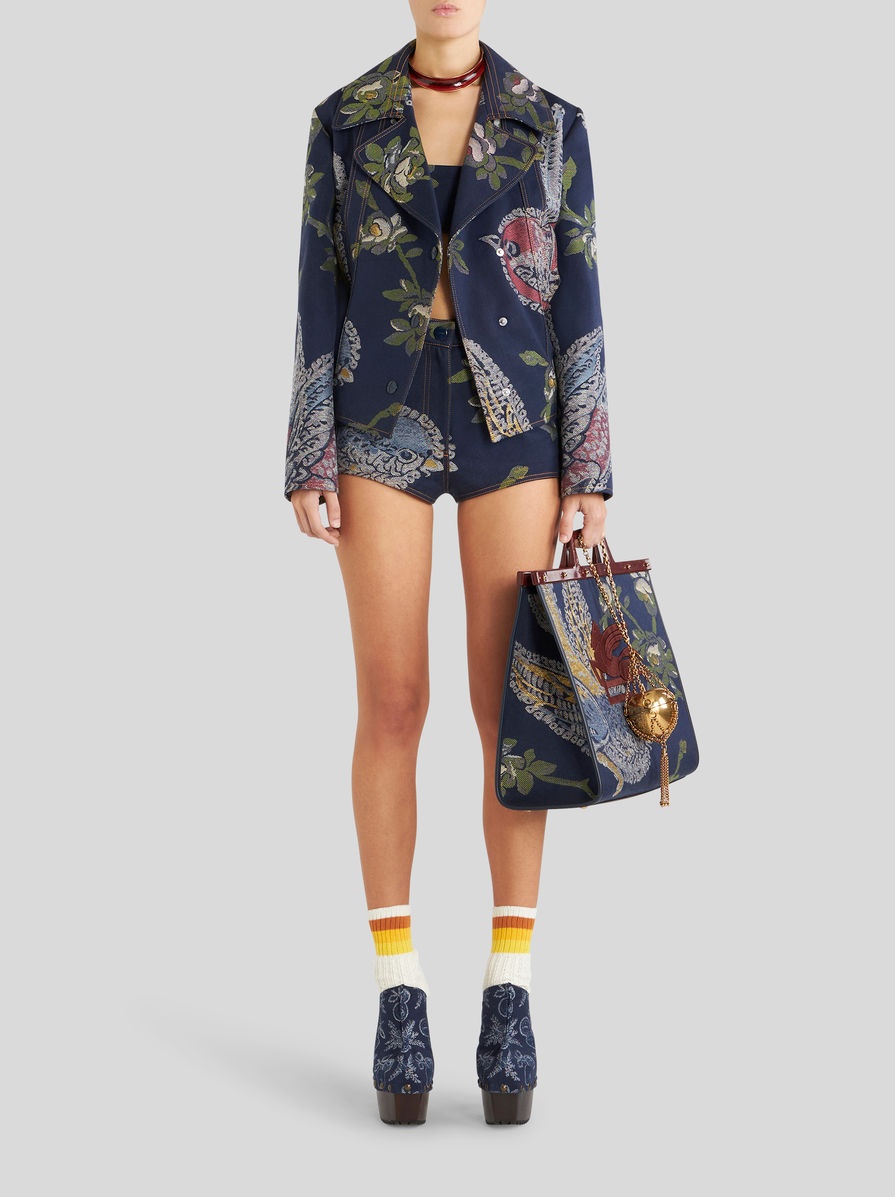 DENIM JACQUARD JACKET WITH BIRDS - 4