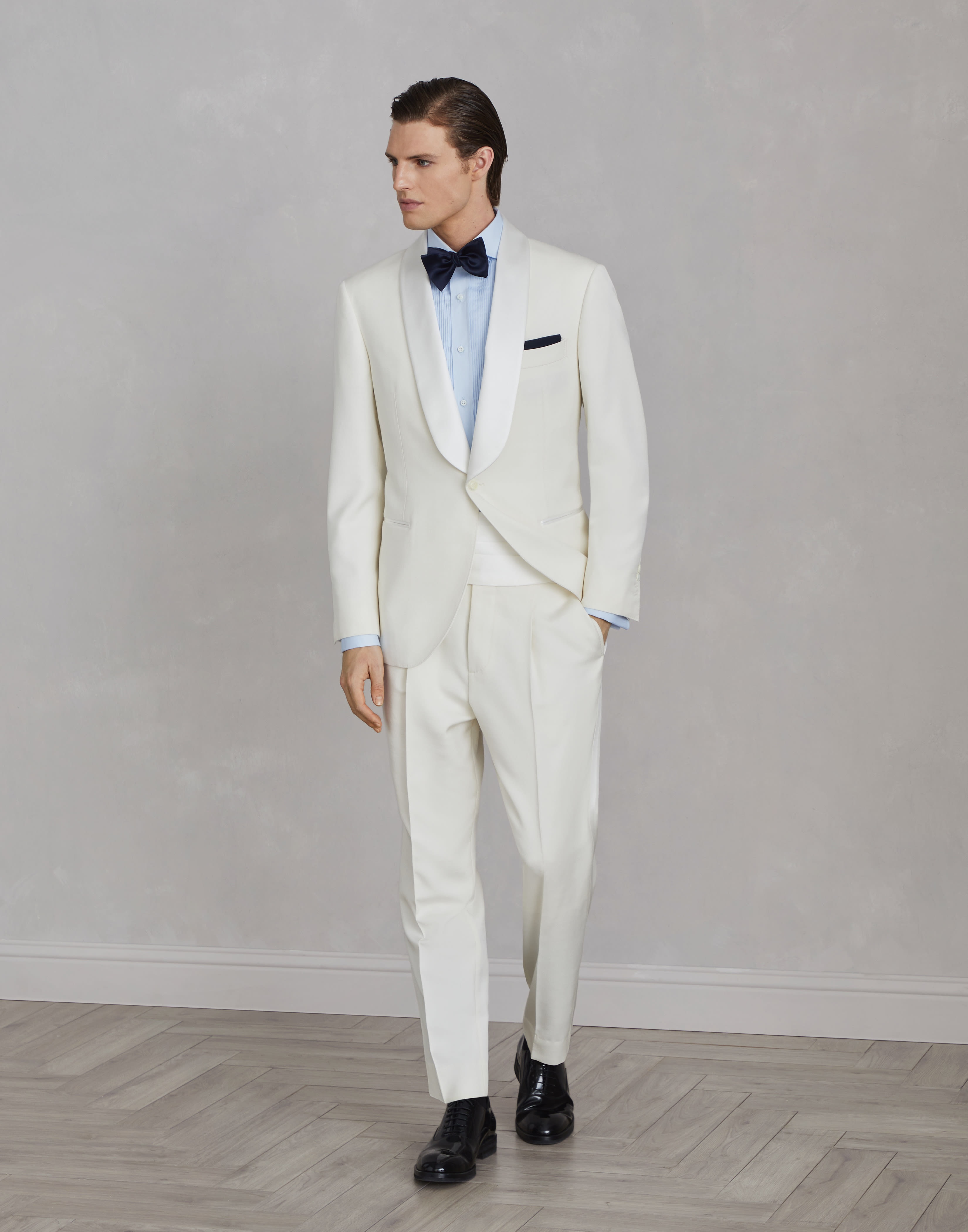 Twill slim fit tuxedo shirt with pleated bib, spread collar and French cuffs - 5