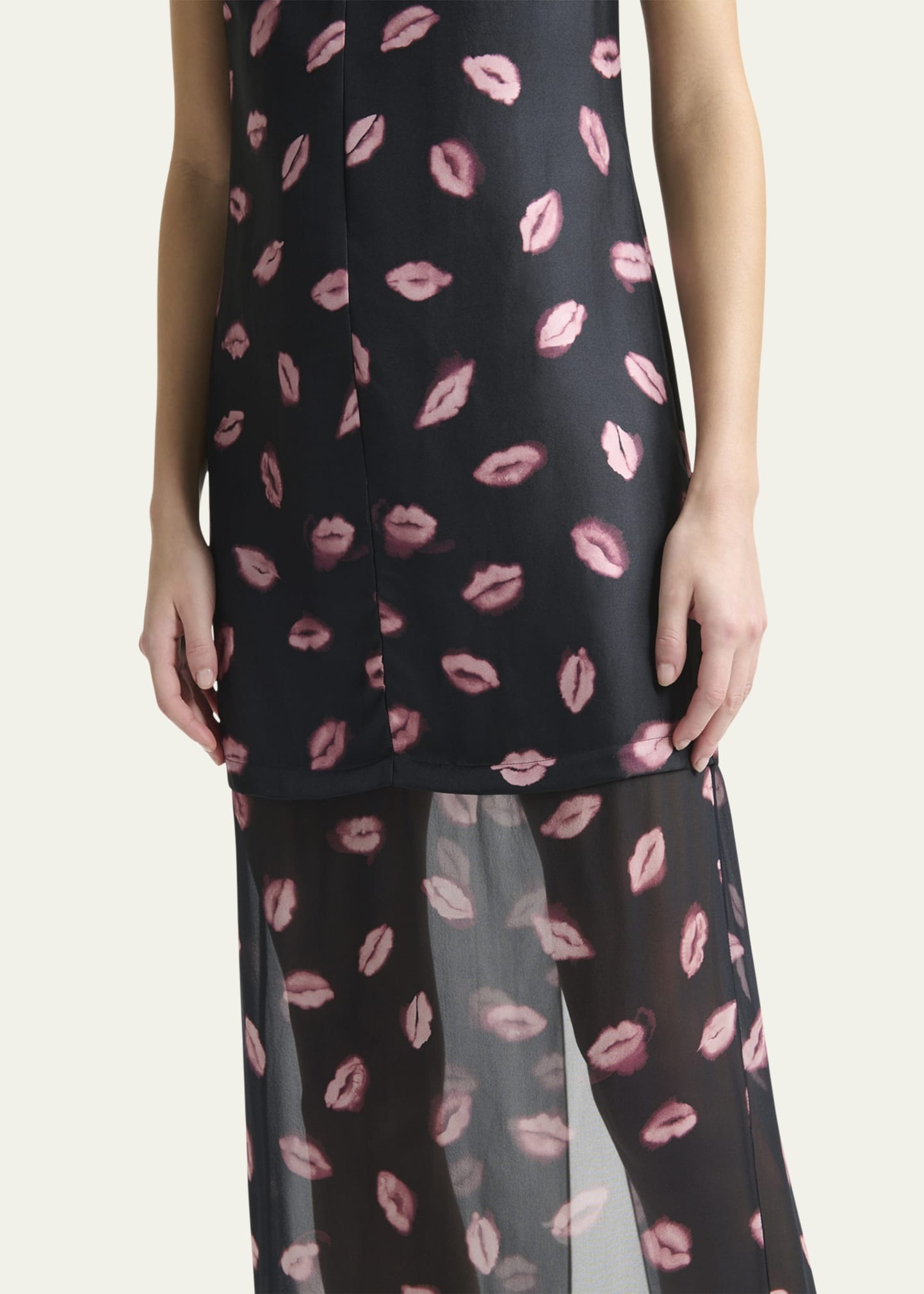 Katrin Lip-Print Silk Maxi Dress - 5