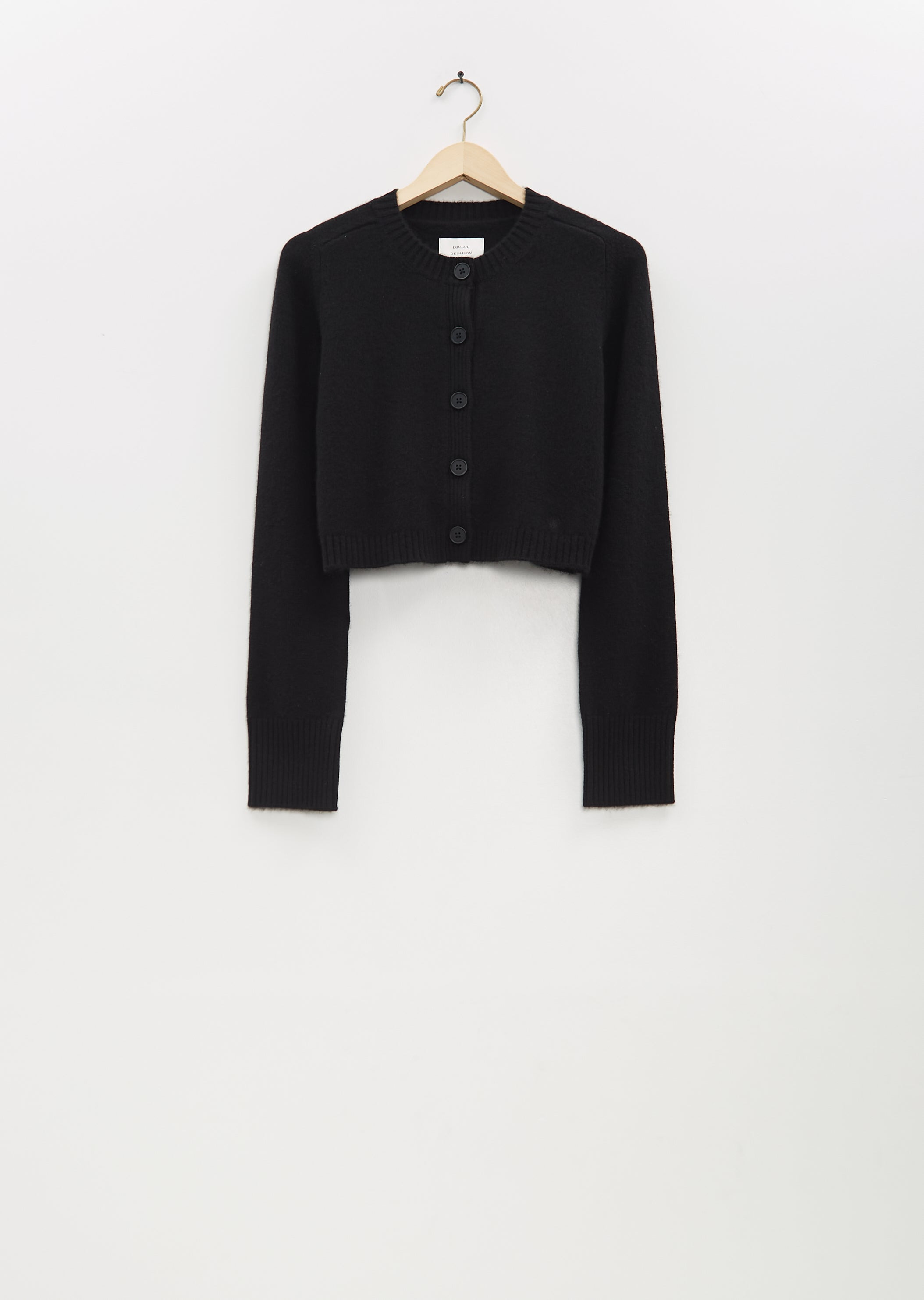 Zephir Cashmere Cropped Cardigan — Black - 5