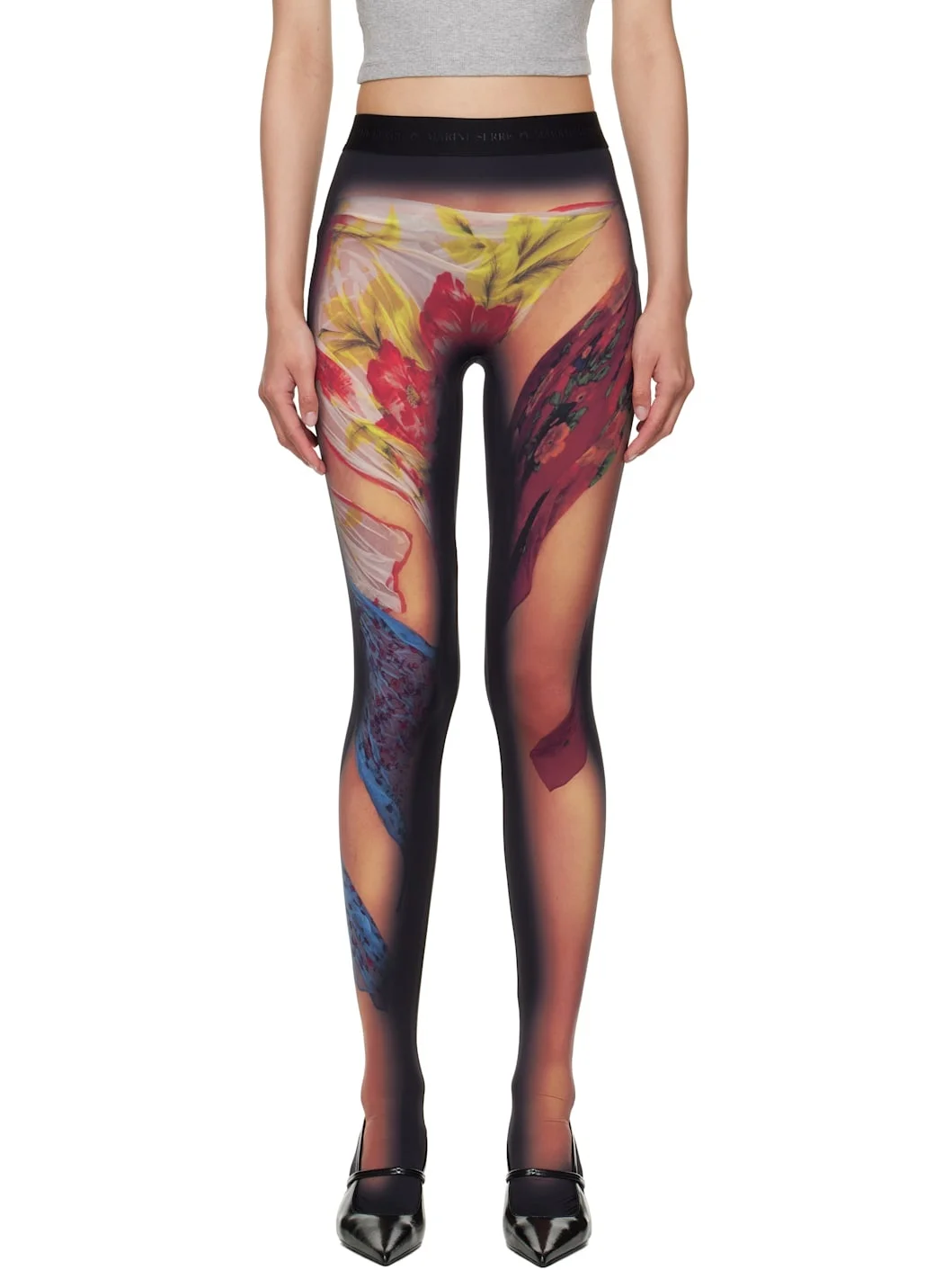 Multicolor Recycled Draped Statue Jersey Leggings - 1