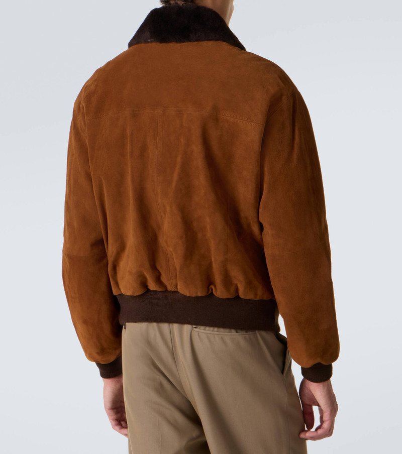 Shearling-trimmed suede aviator jacket 4