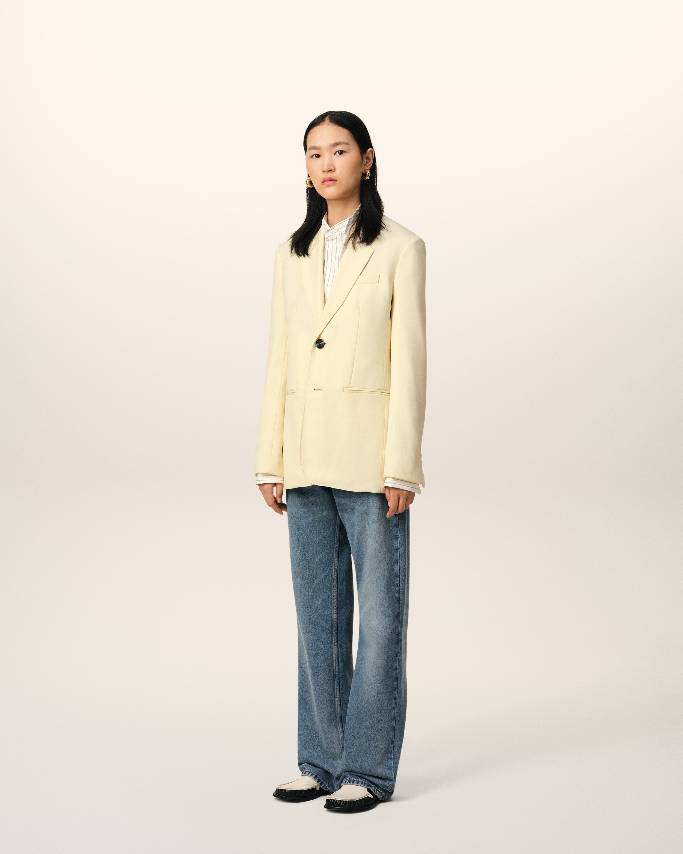 YELLOW WOOL SEMI-LINED JACKET - 6