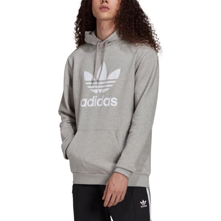 adidas originals Logo Adicolor Classics Trefoil Hoodie 'Medium Grey Heather White' H06669 - 2