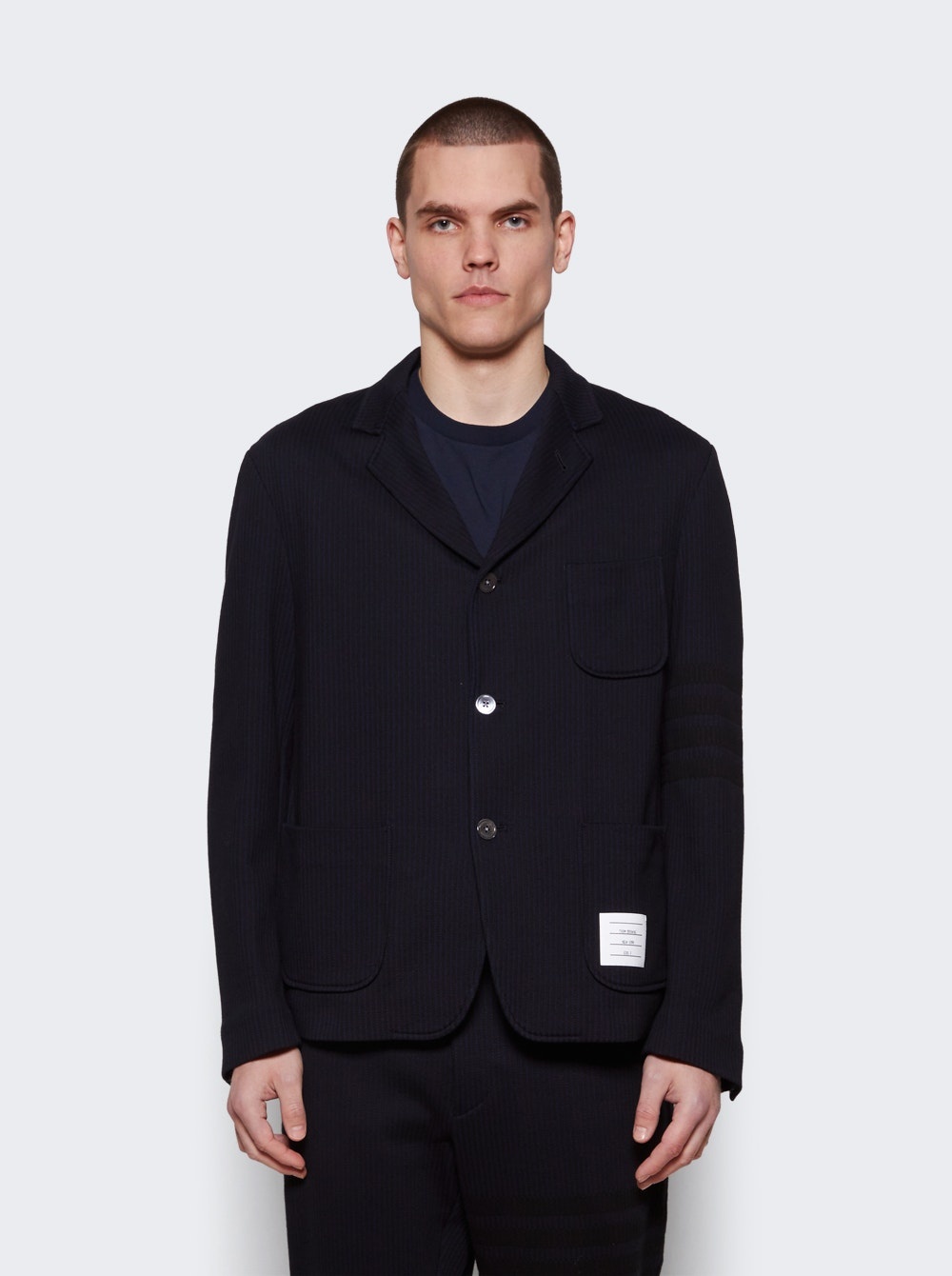 Seersucker Loopback 4-Bar Sack Jacket Navy - 3