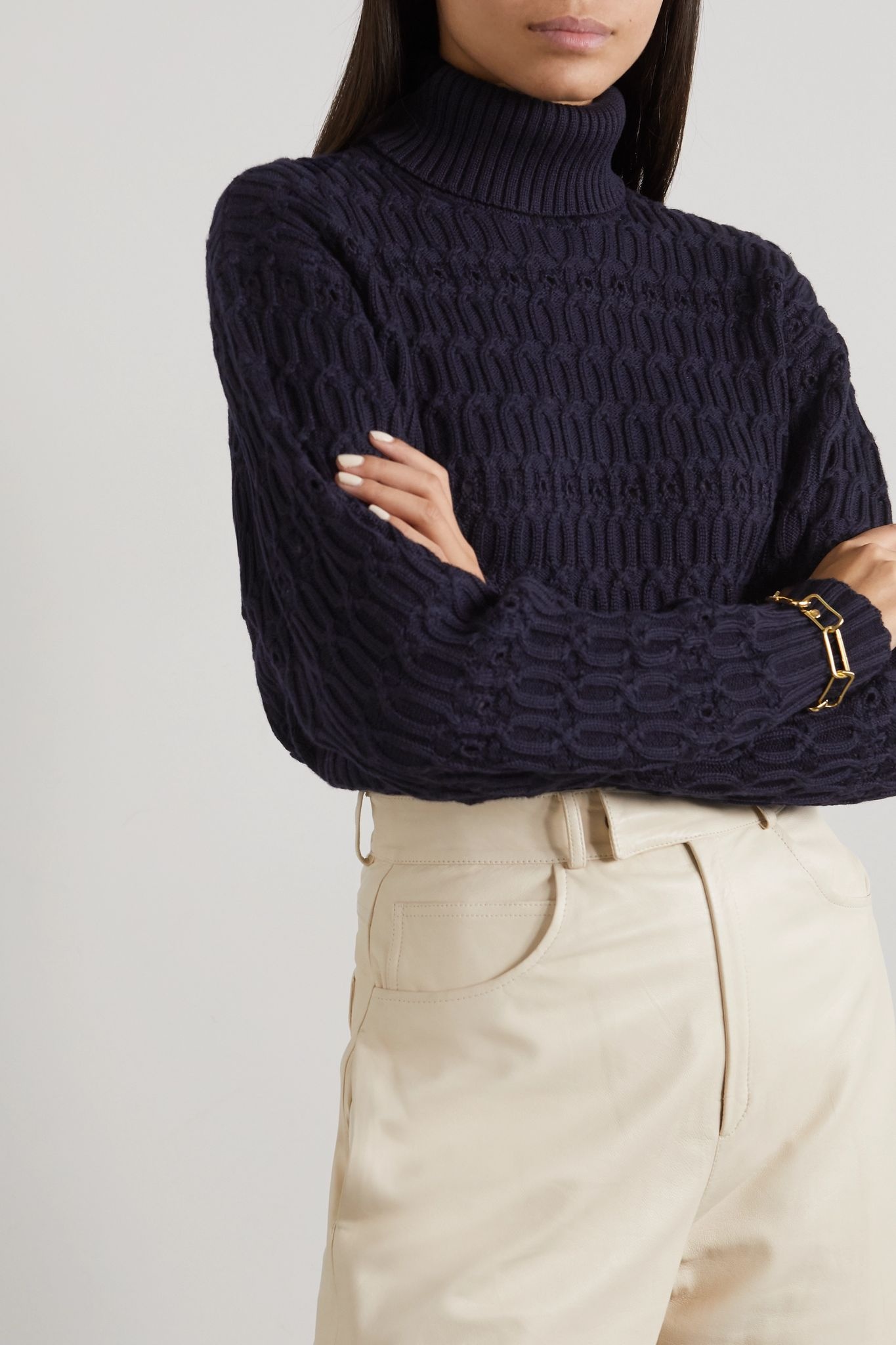 Cable-knit wool turtleneck sweater - 3