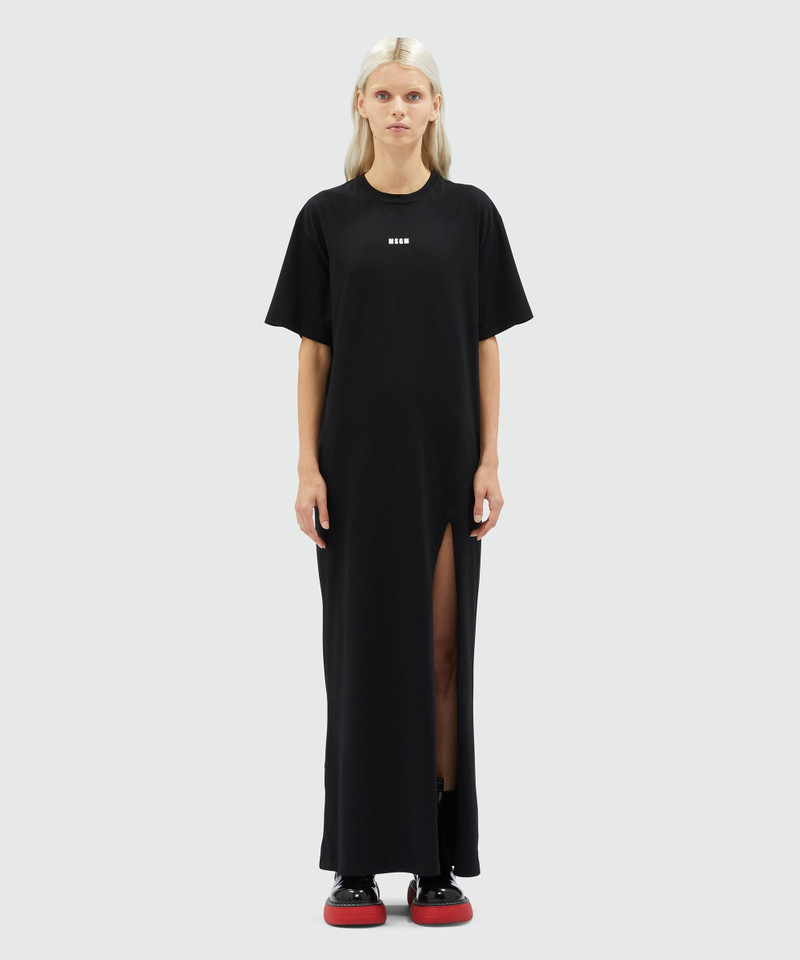 MSGM Long jersey T-shirt dress with micro logo outlook