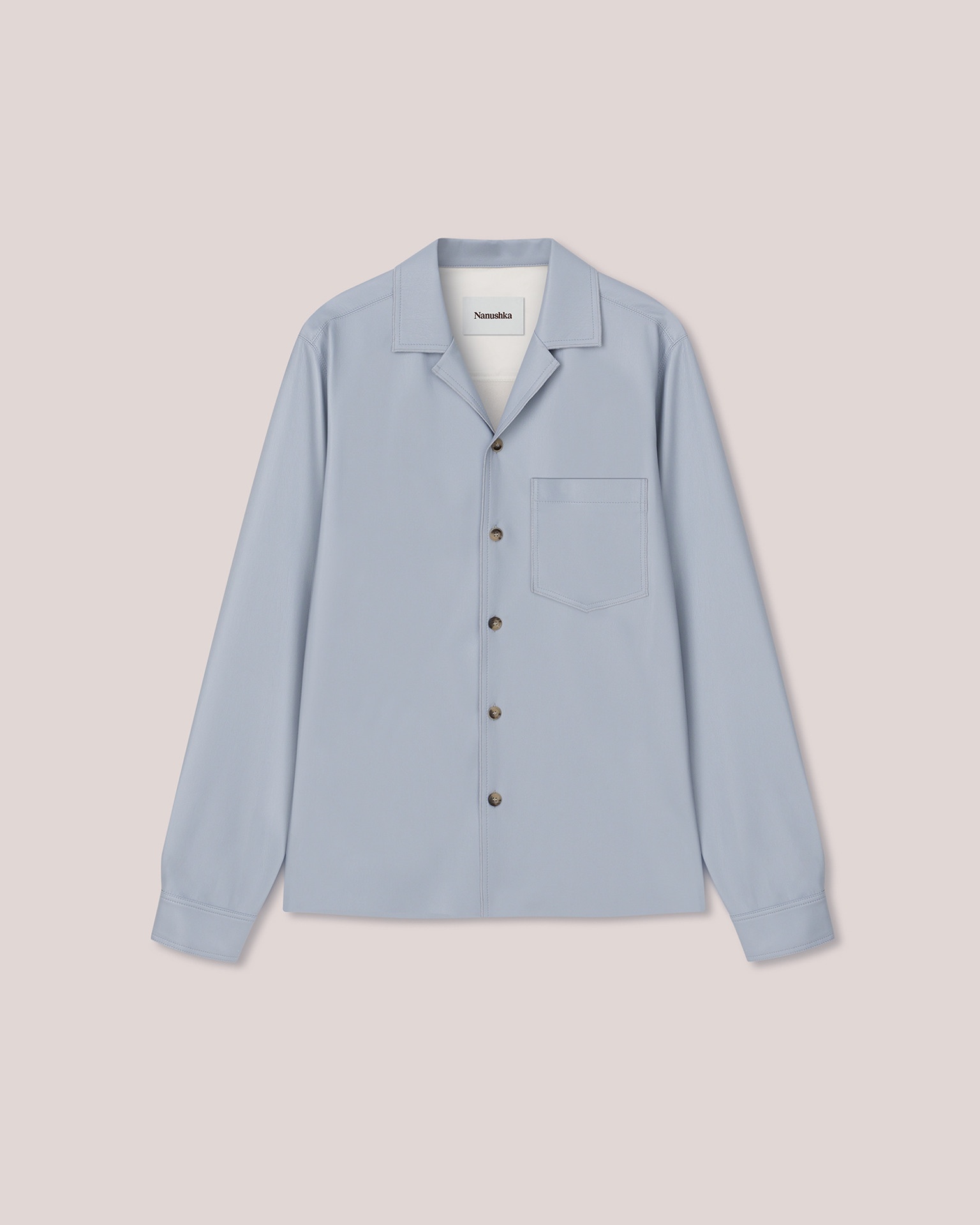 DUCO - OKOBOR™ alt-leather long sleeve shirt - Dusty blue - 1