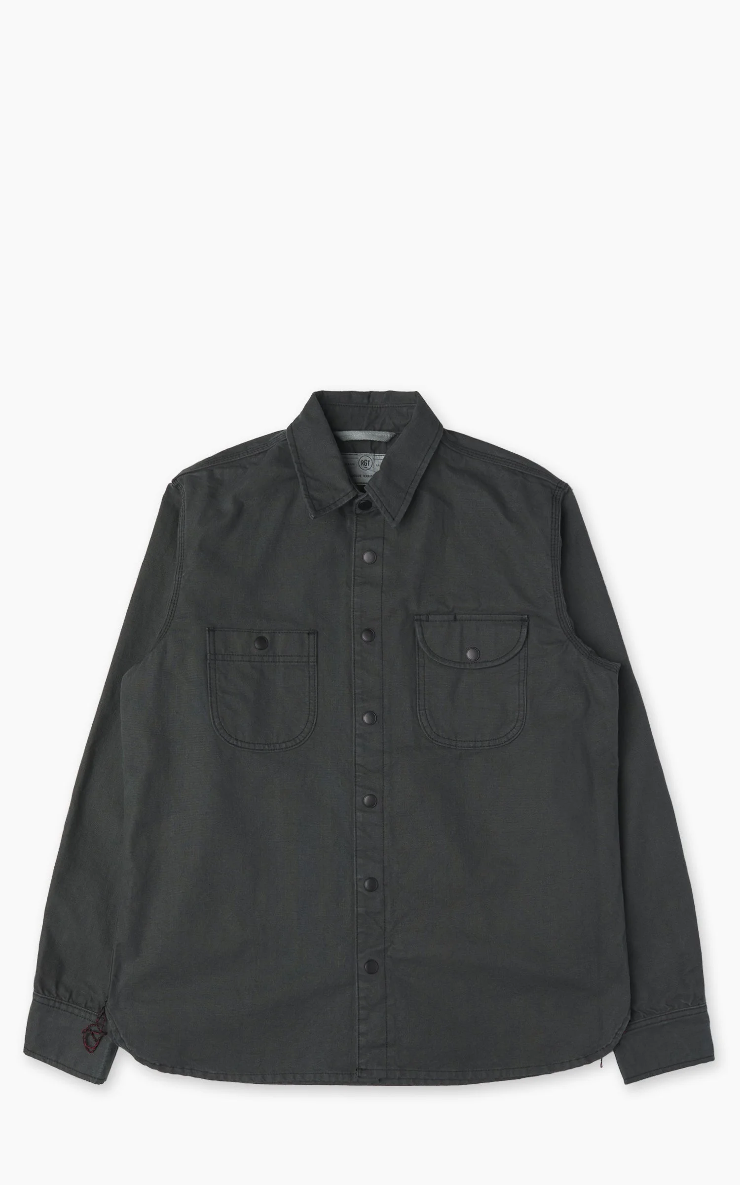 ROGUE TERRITORY WORK SHIRT DYED CANVAS SELVEDGE ASH - 1