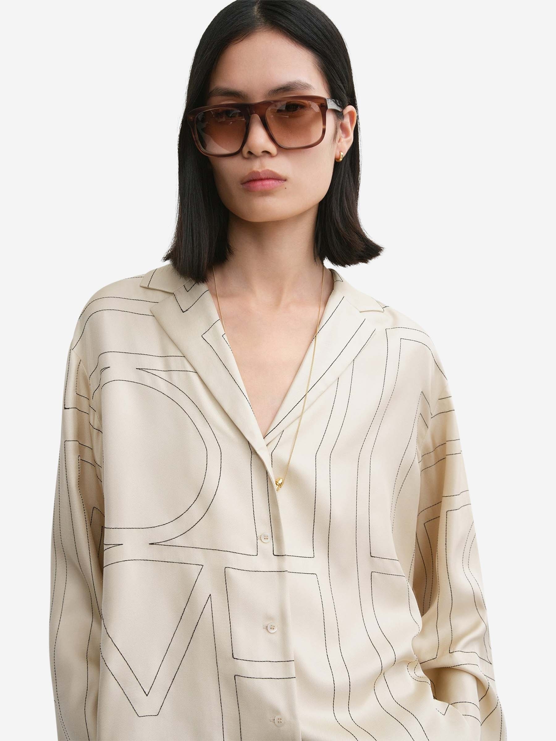 MONOGRAM SILK BLOUSE - 2