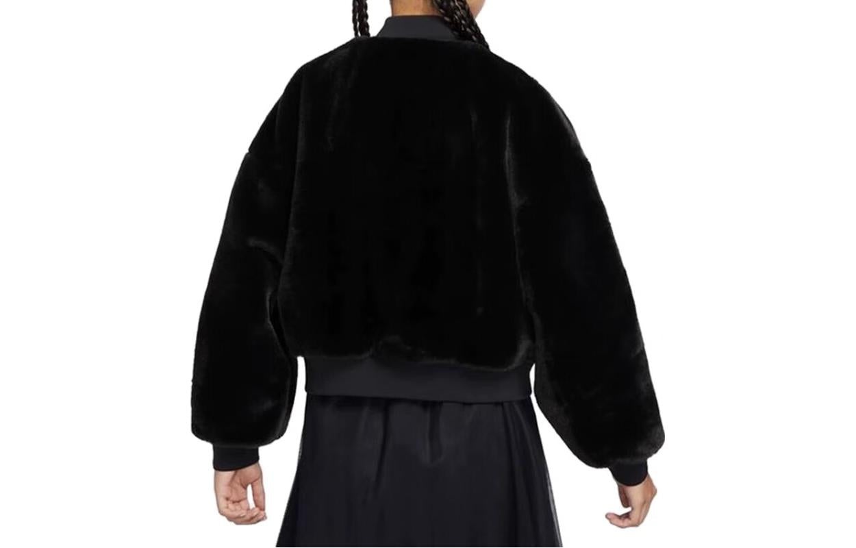 (WMNS) Nike Sportswear Reversible Faux Fur Bomber Jacket 'Black' FB8693-010 - 2