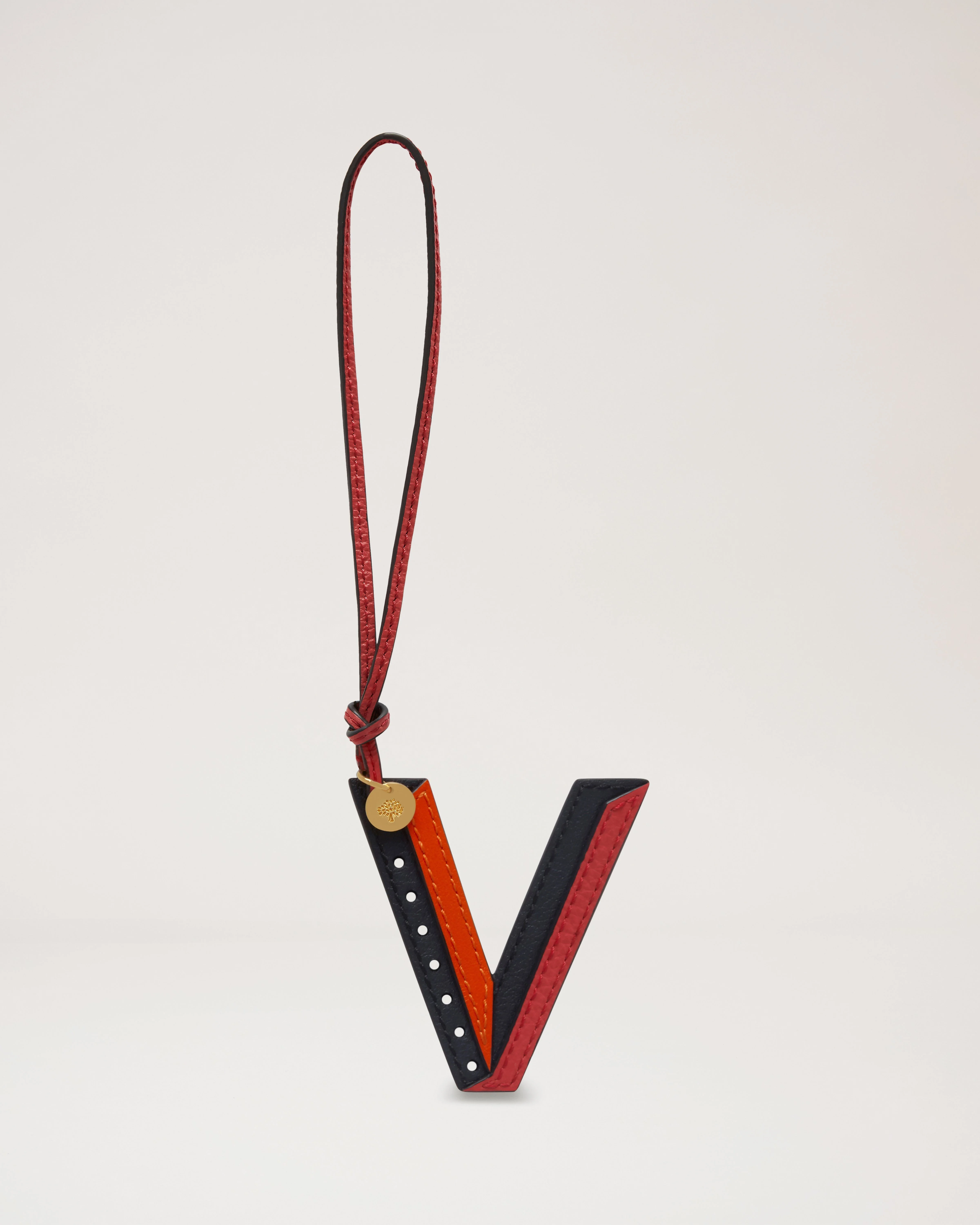 Tri-Colour Leather Keyring - V
Midnight Silky Calf - 1