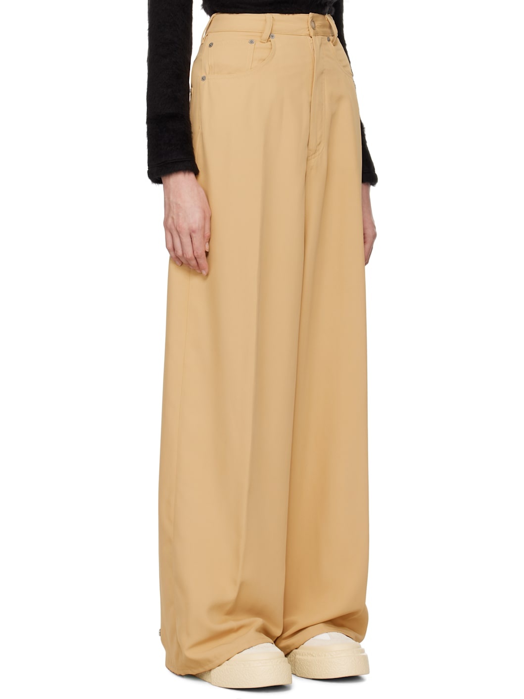 Yellow Fluid Viscose Twill 5 Pocket Trousers - 2