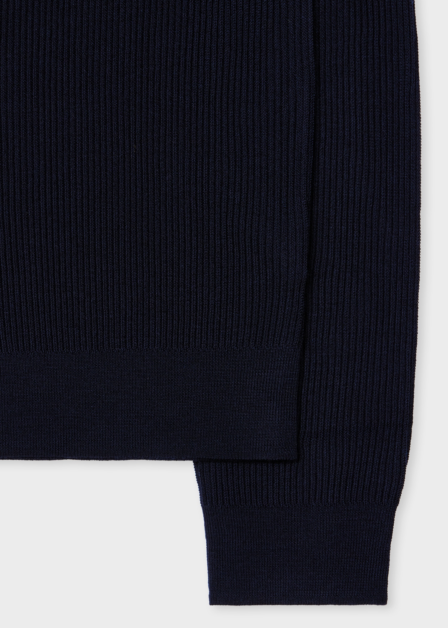 Dark Navy Merino Wool-Blend Funnel Neck Sweater - 2