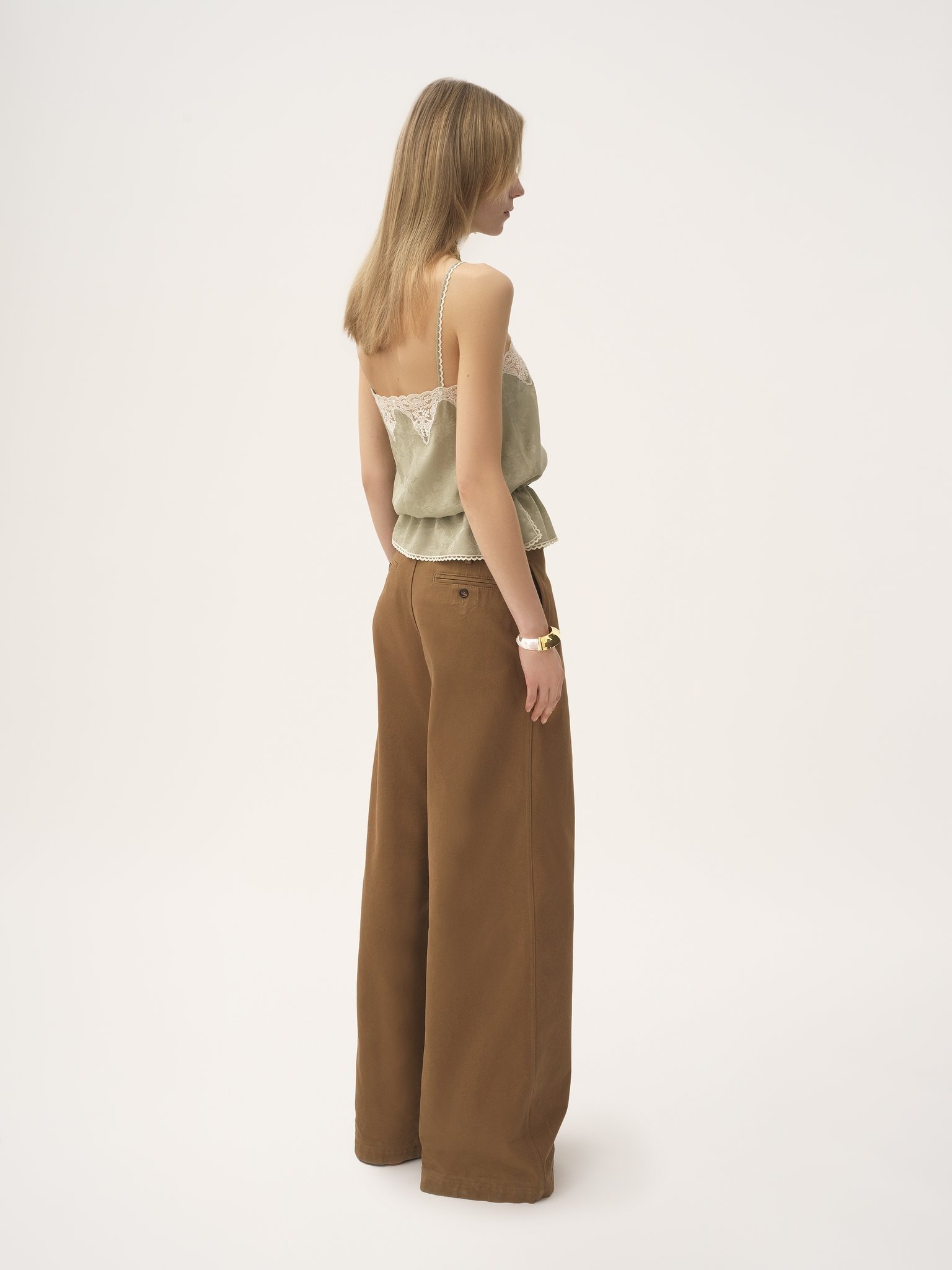 HIGH-RISE WIDE-LEG PANTS IN COTTON CANVAS - 6