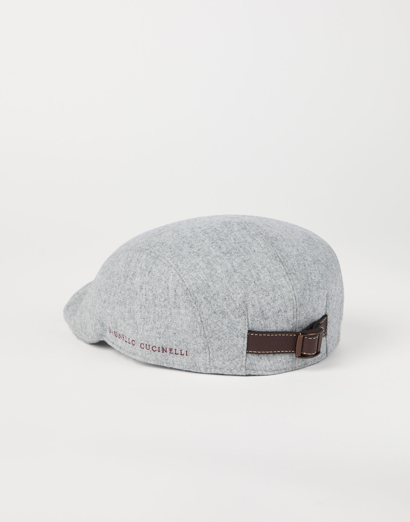 Brunello Cucinelli Virgin wool flannel flat cap with embroidery outlook