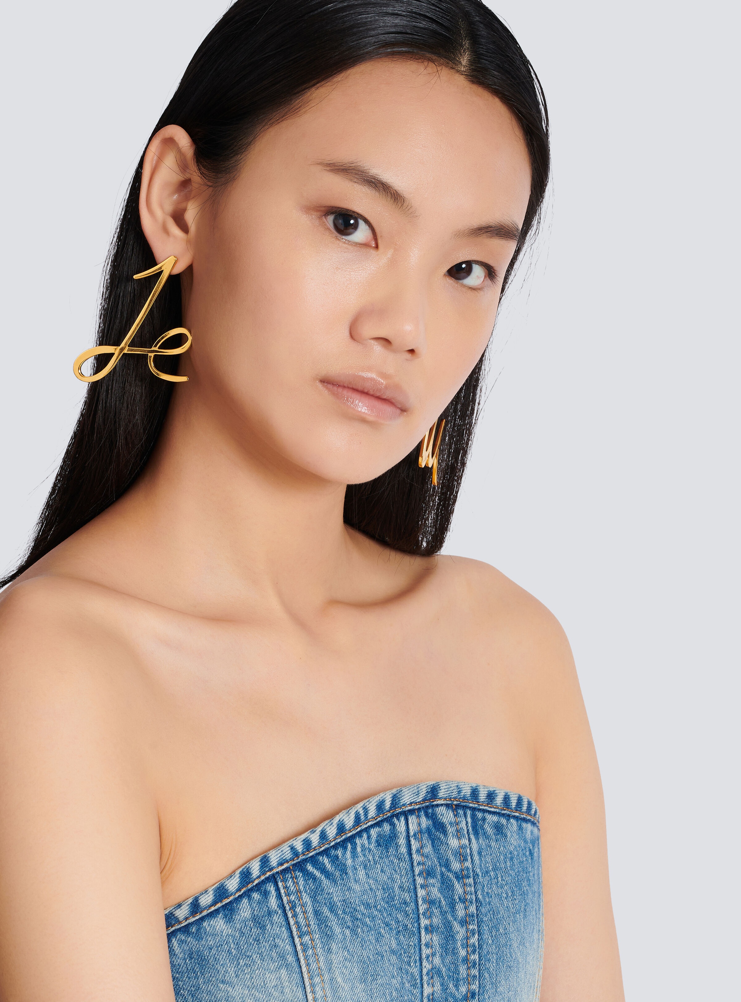Brass pronoun earrings - 3