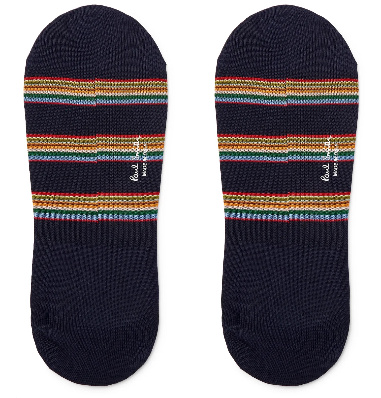 Striped Stretch Cotton-Blend No-Show Socks - 2