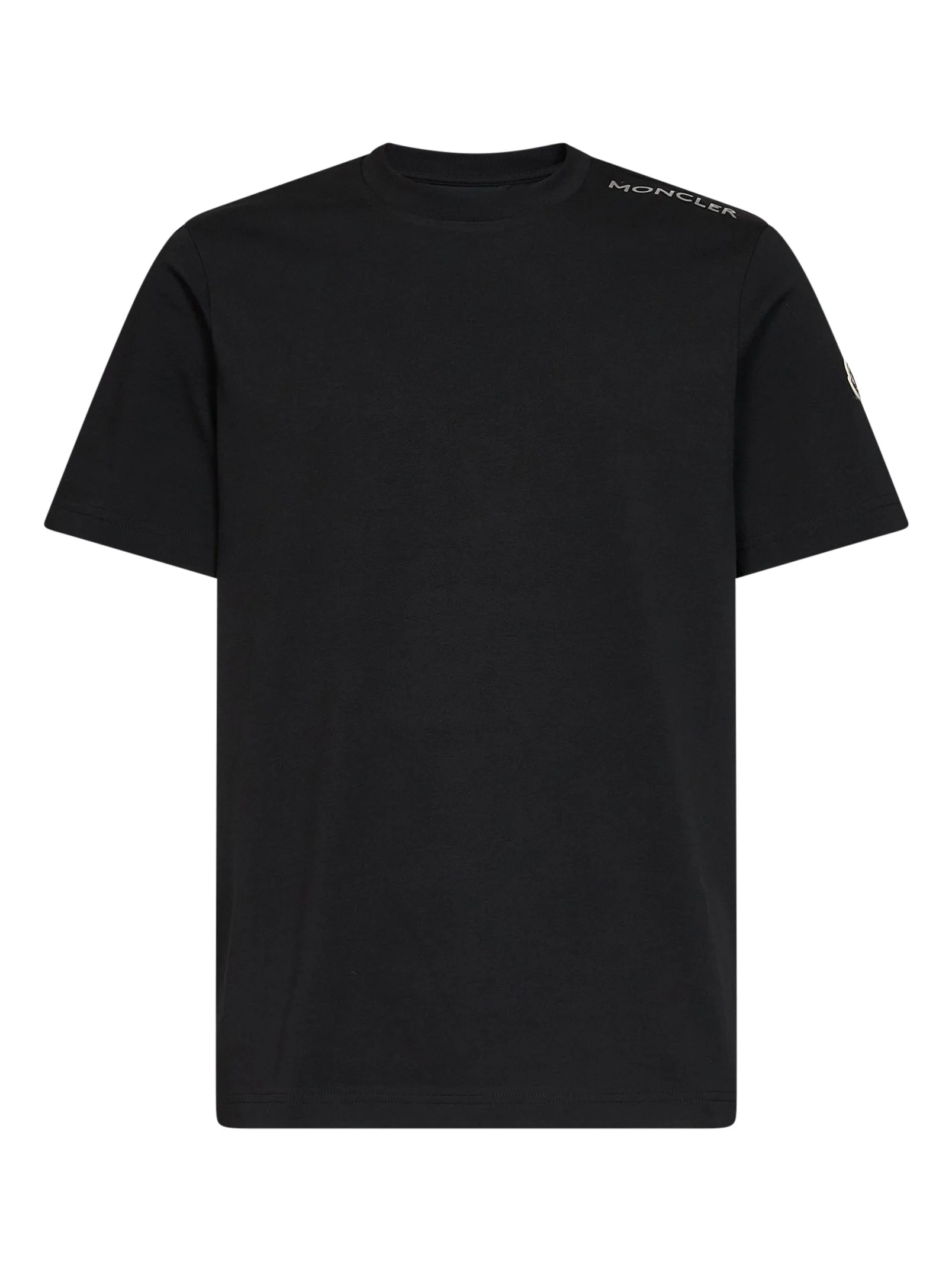 Black cotton jersey crewneck T-shirt with logo - 1