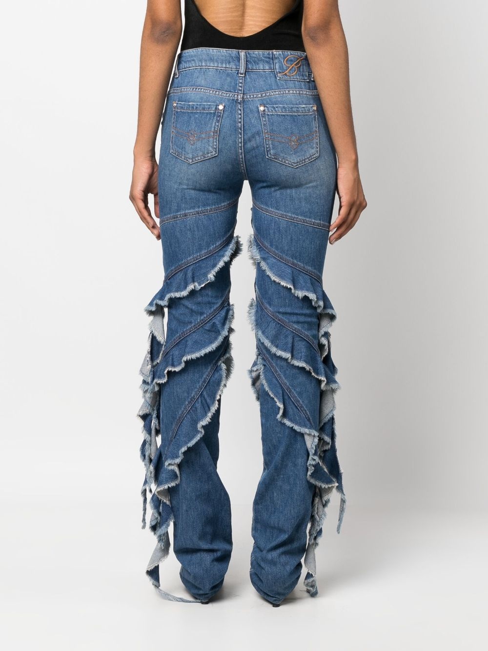 ruffle-trim straight-leg jeans - 4