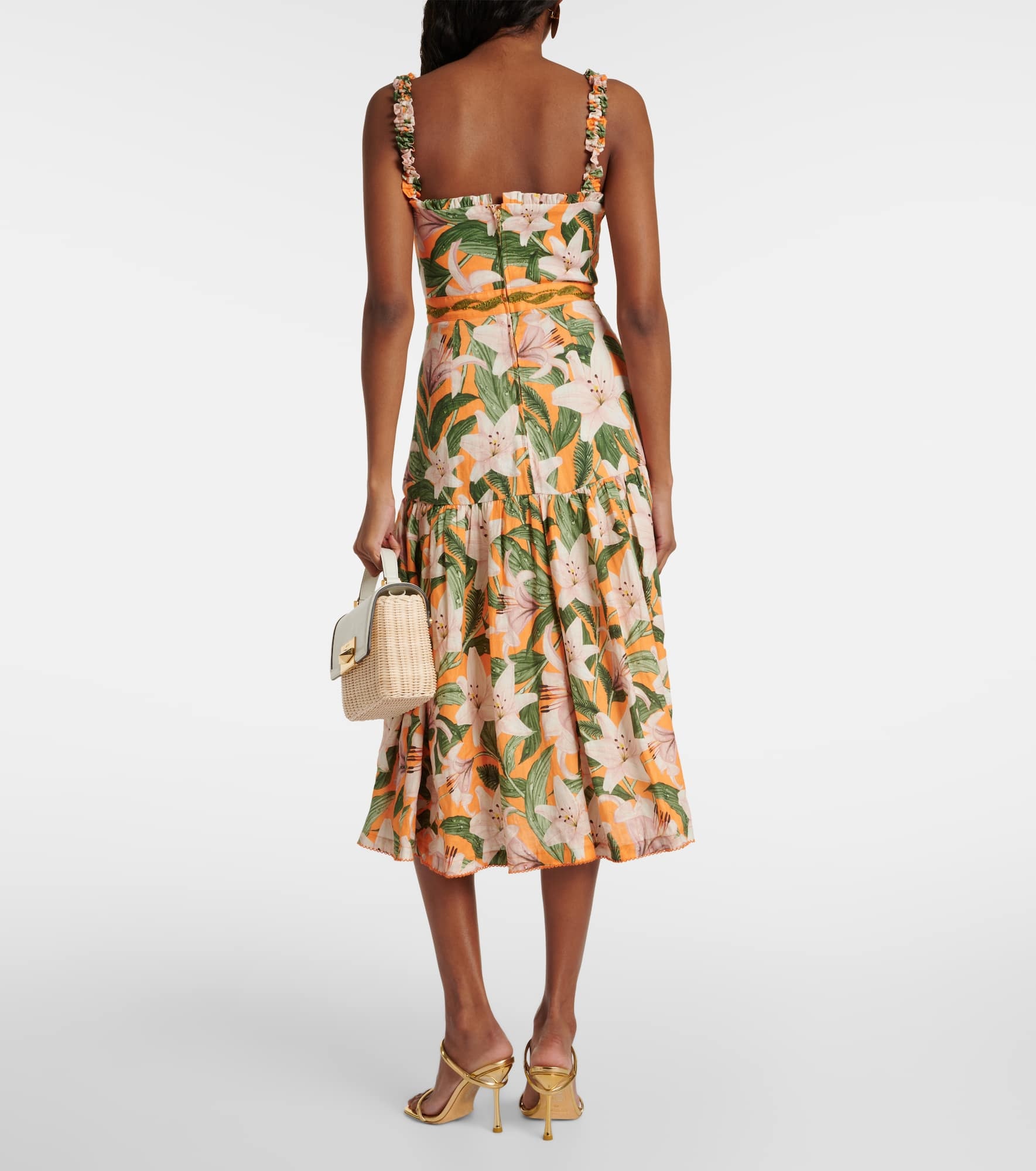 Nispero floral linen midi dress - 3