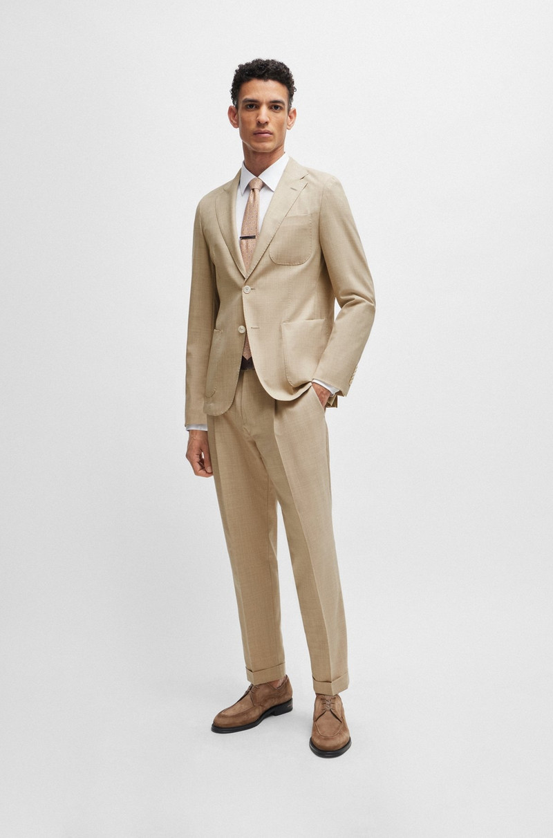 SLIM-FIT SUIT IN MELANGE VIRGIN WOOL AND SILK 1