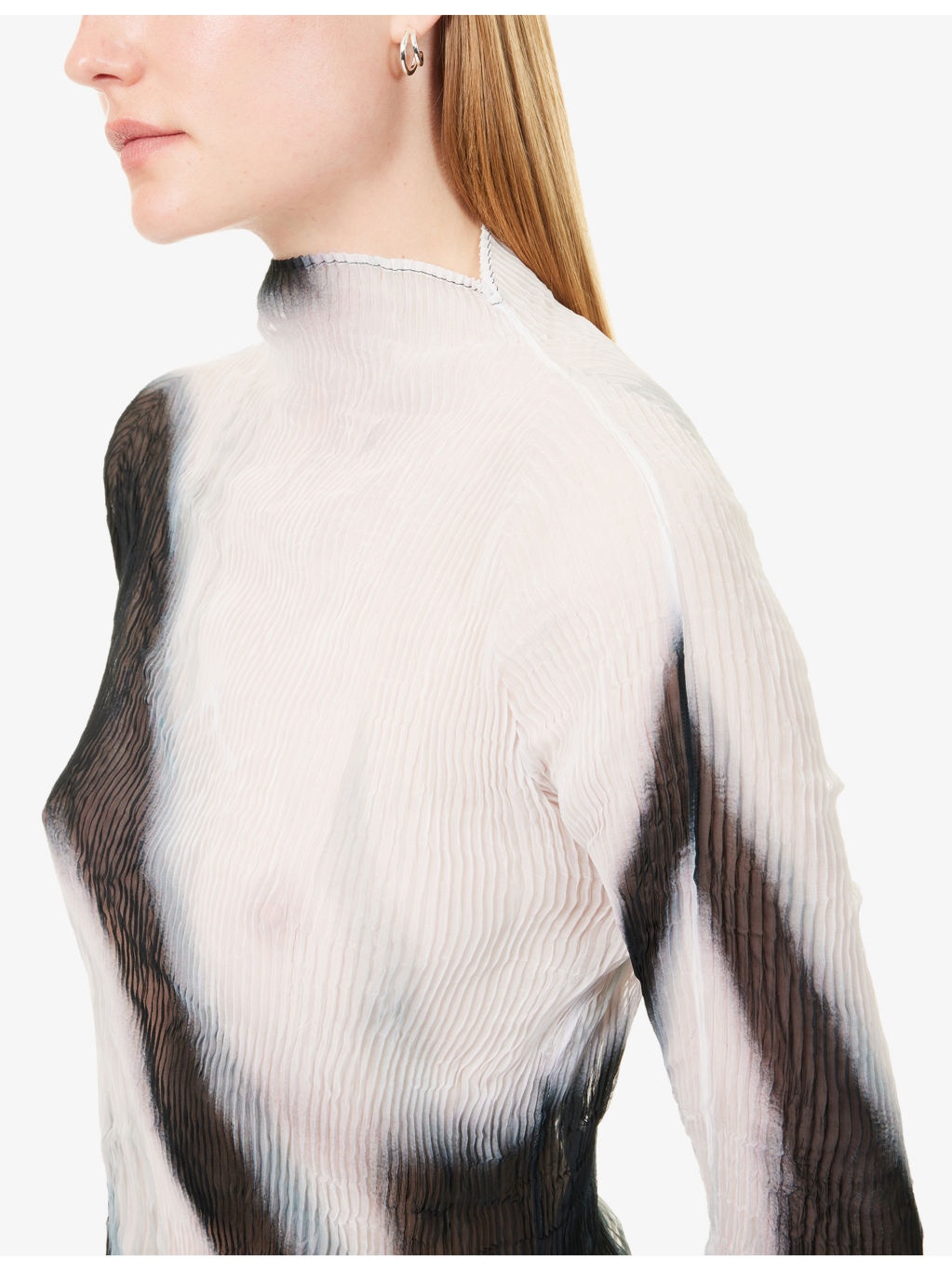 Shadow Study Pleats High-Neck Knitted Top - 5