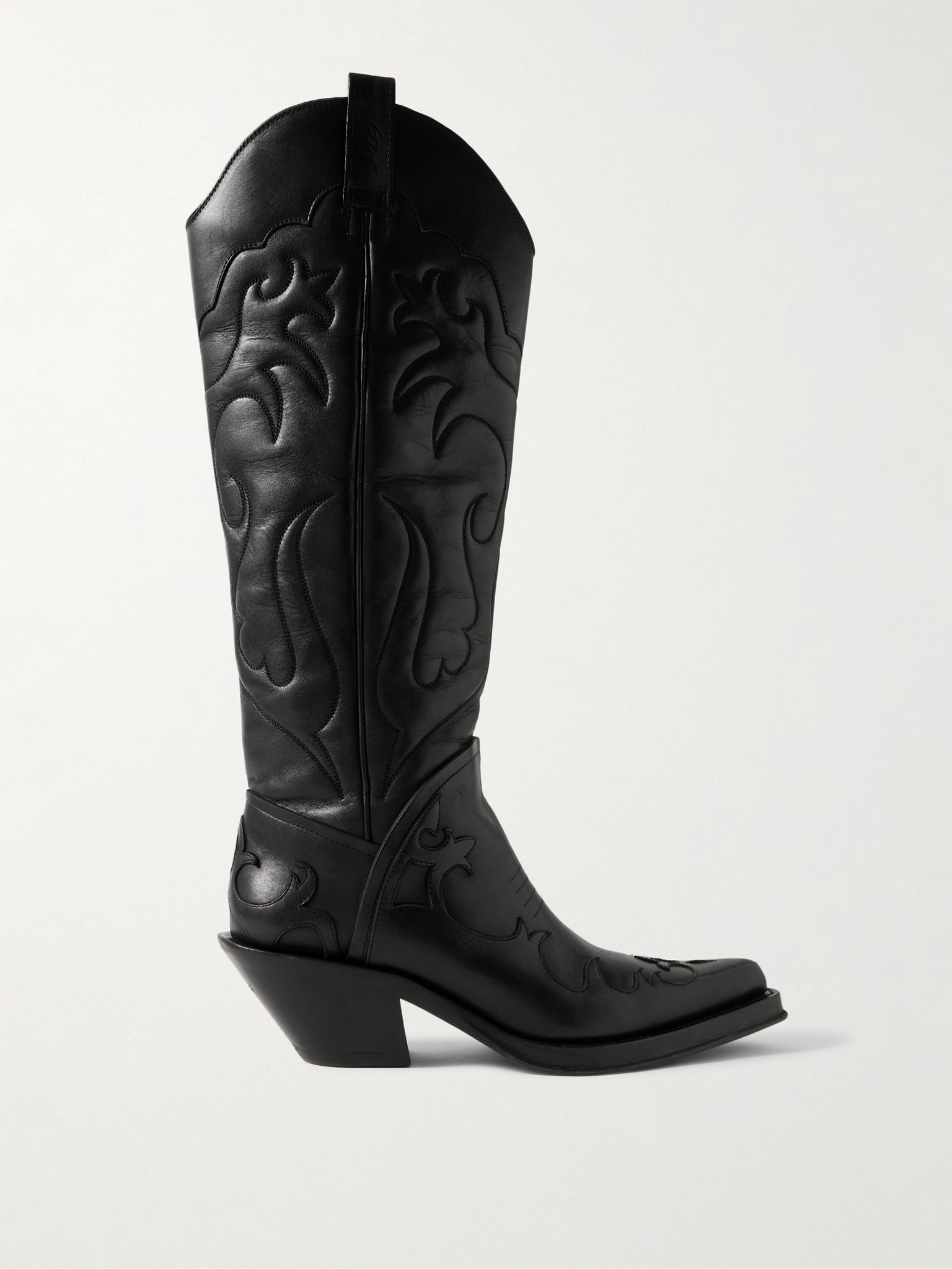 Capitana embroidered leather knee boots Black - 1