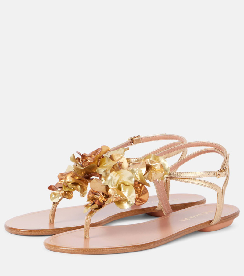 Appliqué metallic leather sandals 4