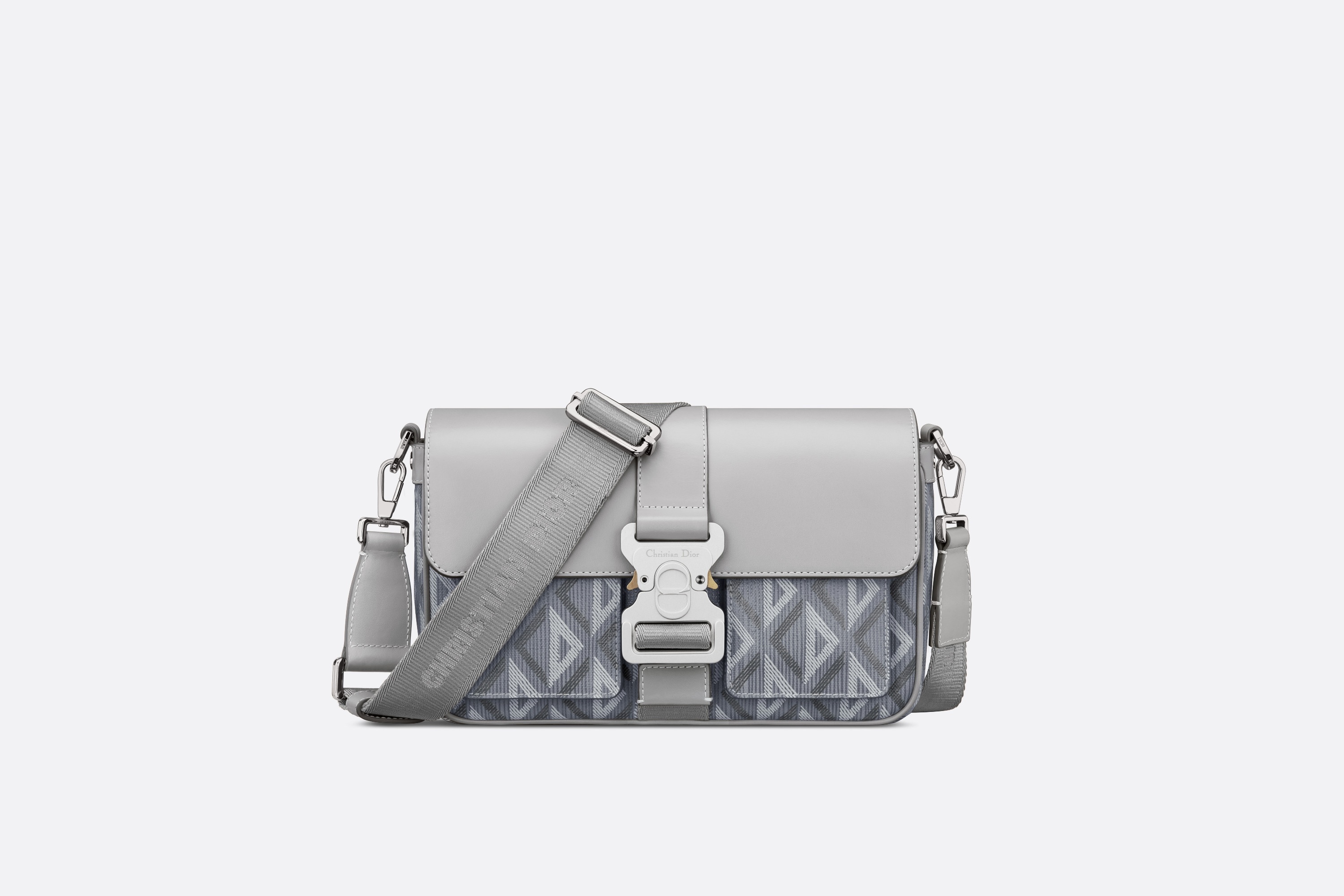 Dior - Dior Lock Mini Case Bag with Strap Dior Gray CD Diamond Canvas and Smooth Calfskin - Men