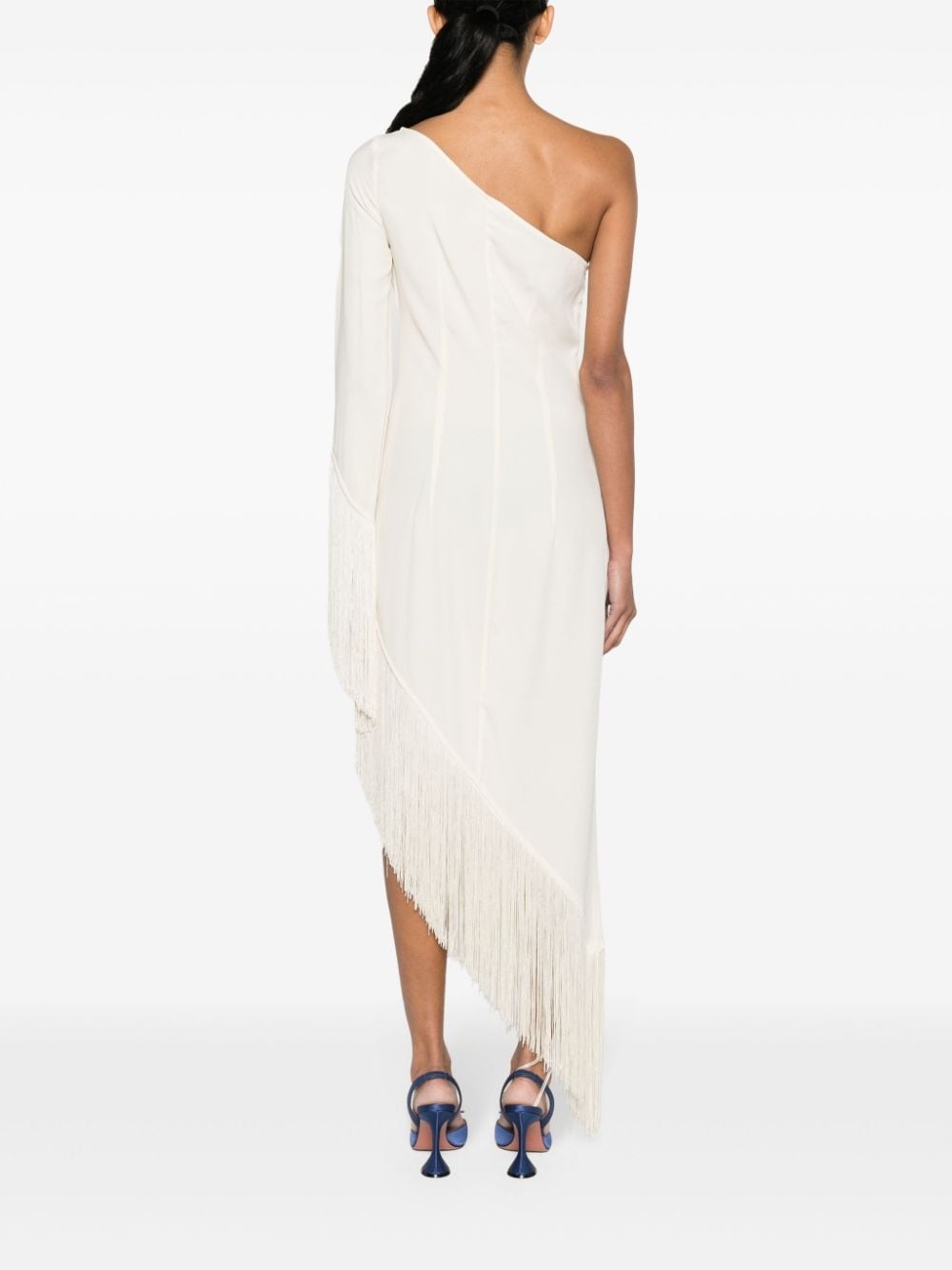 asymmetric fringed midi dress - 4