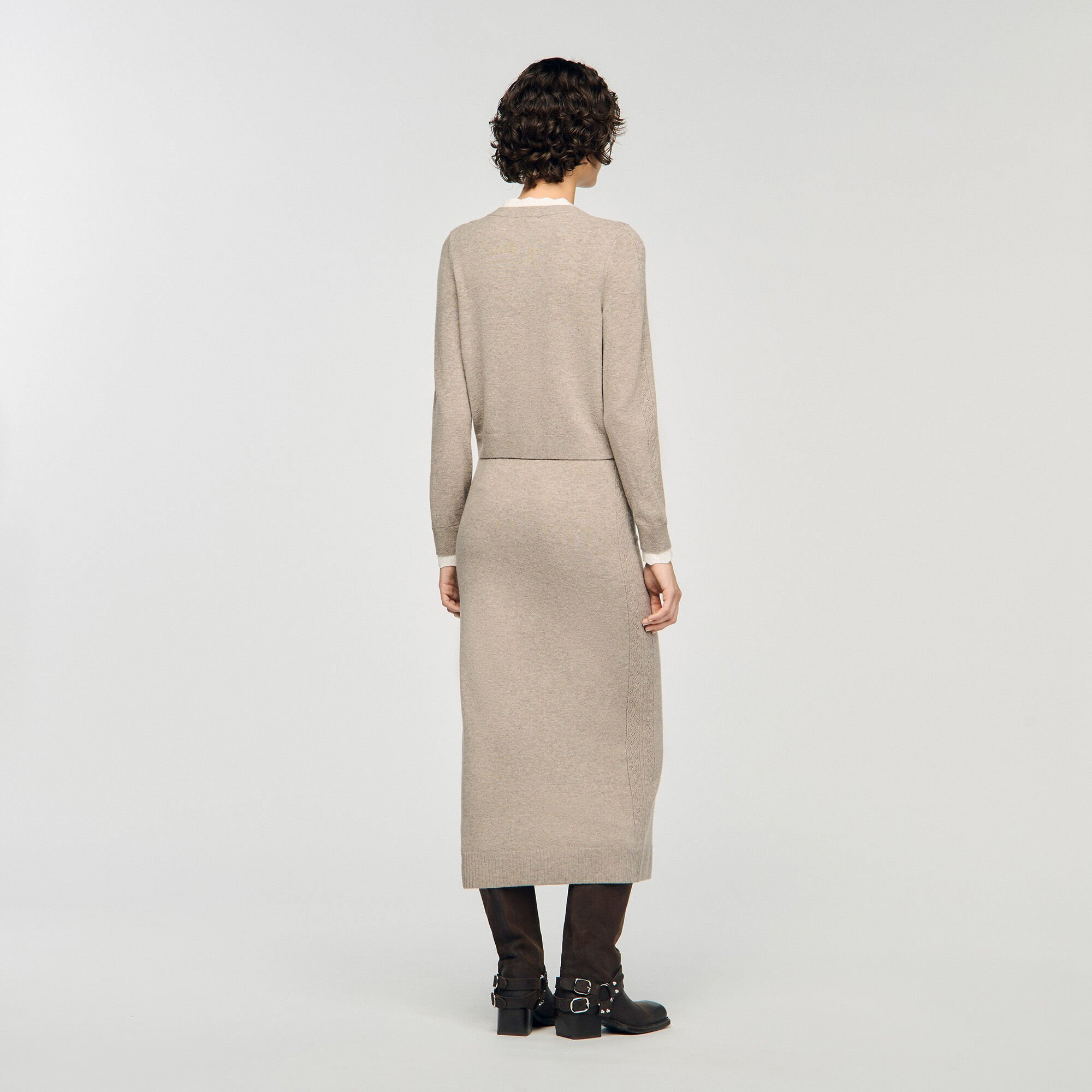 CARDIGAN WITH CONTRAST COLLAR - 5