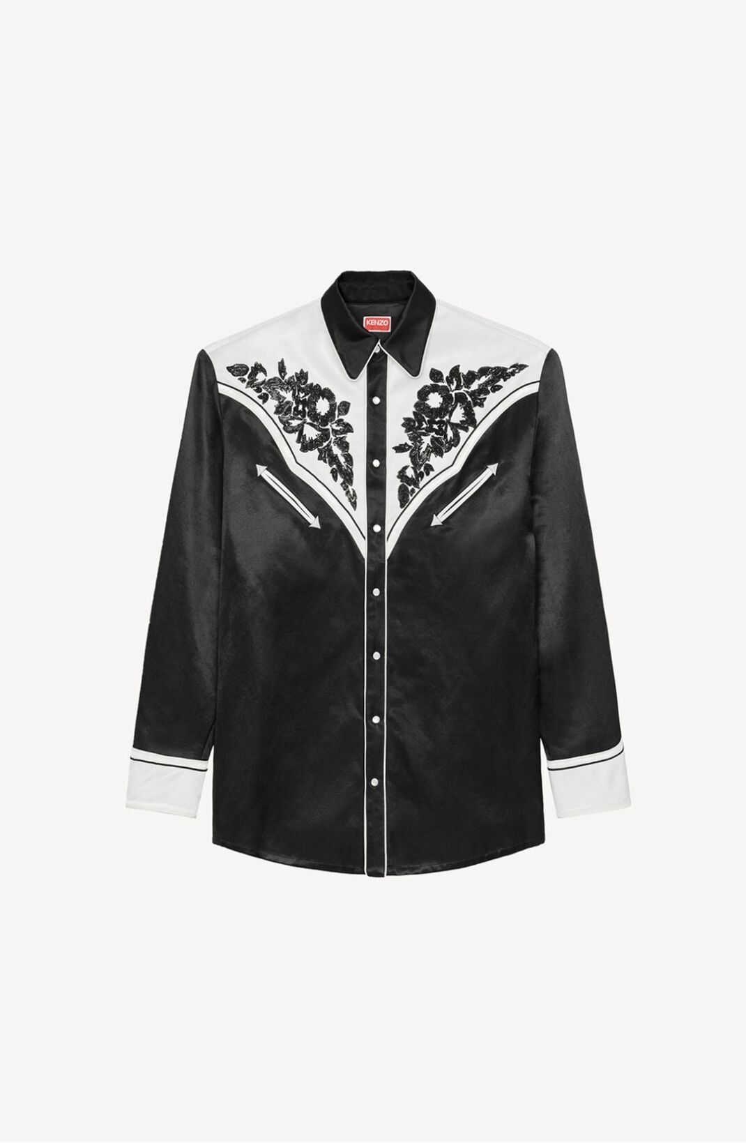 'Western Flower' casual satin shirt - 1