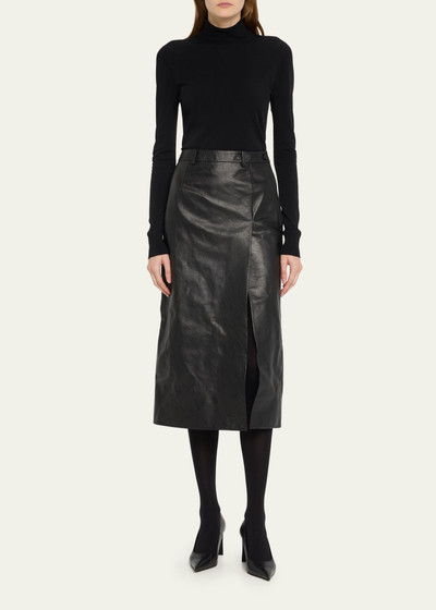 BALENCIAGA Slit Tailored Leather Midi Skirt outlook