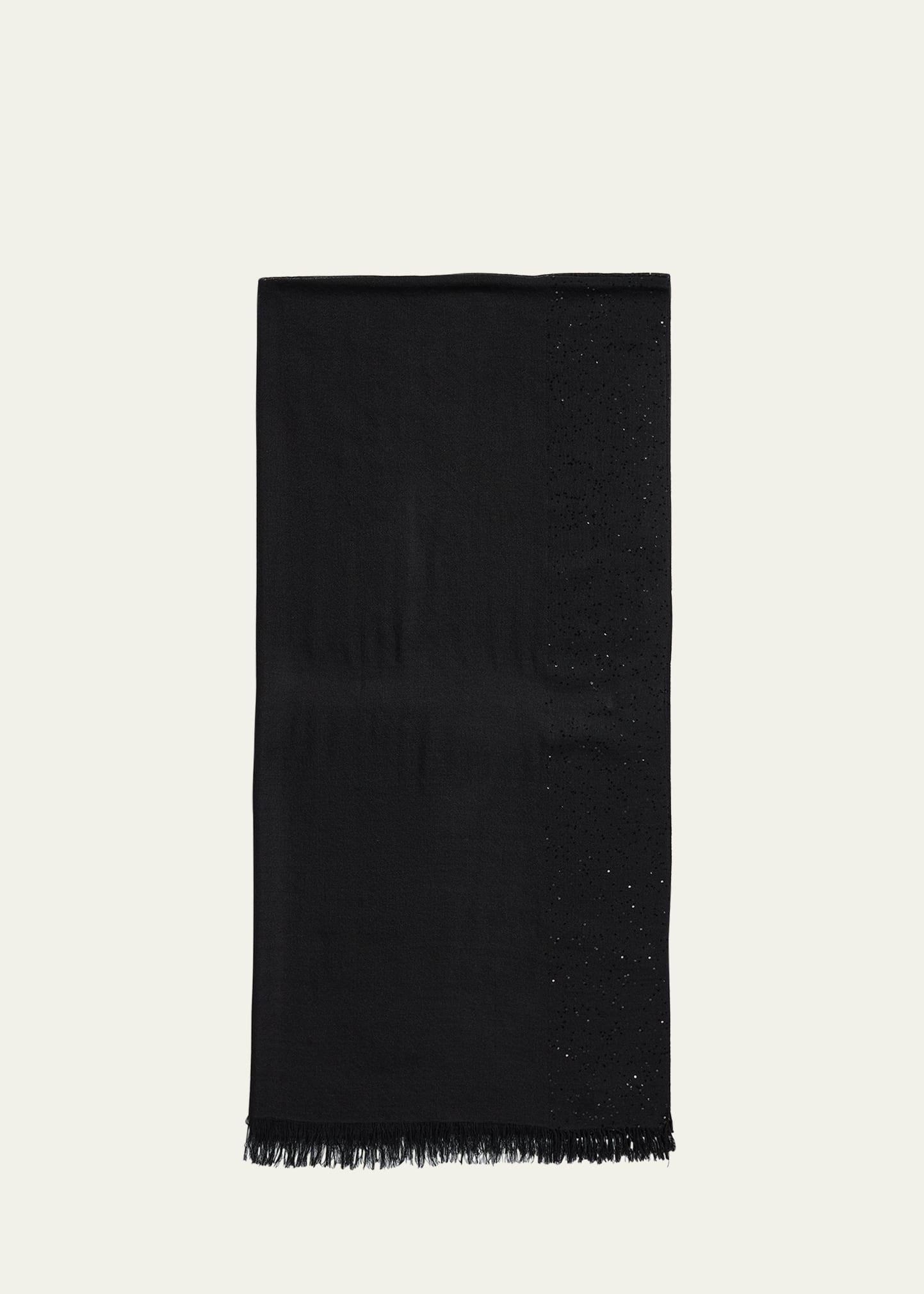 New Dalila Colorblock Sequined Wool Silk Scarf - 1
