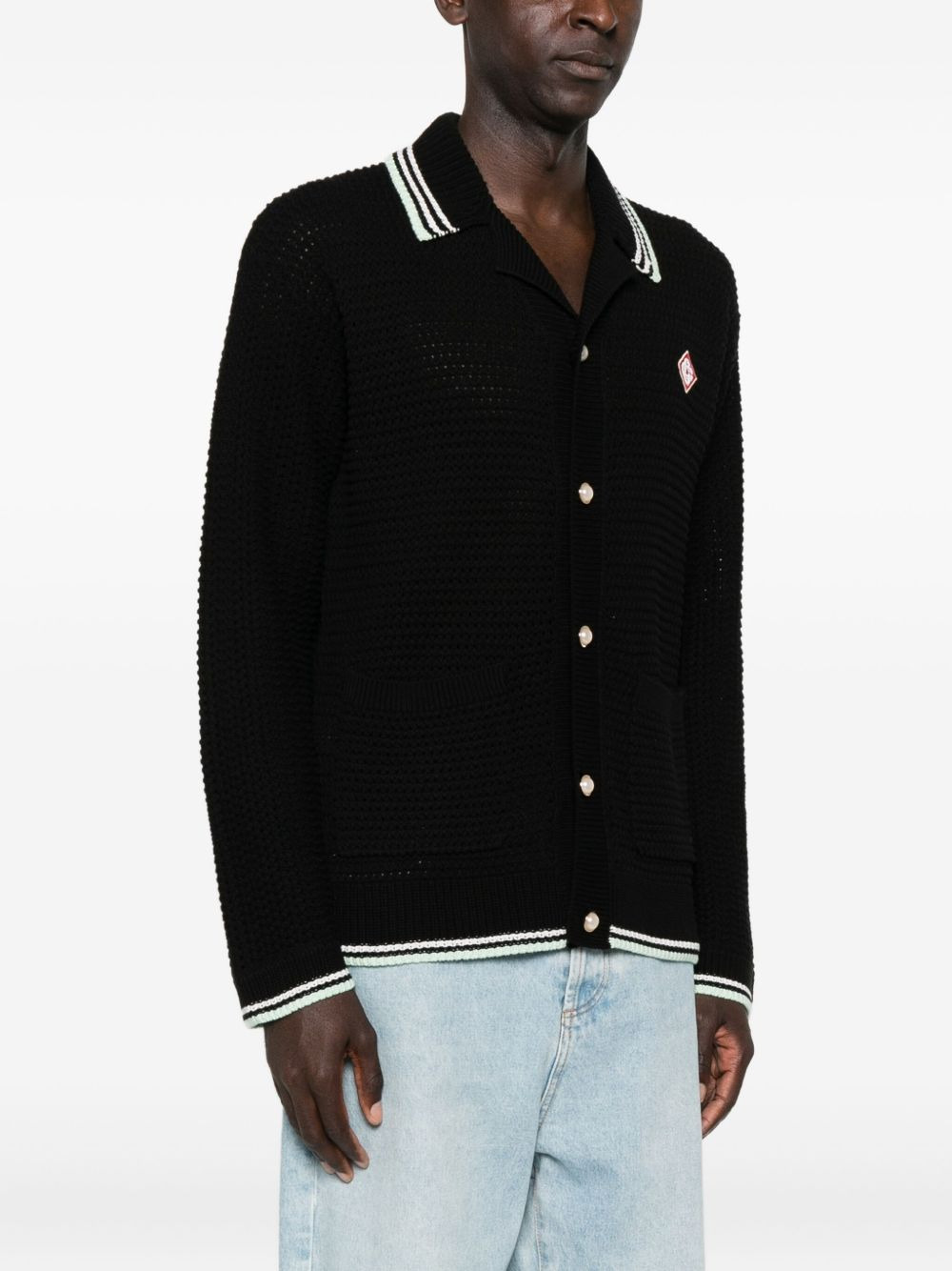 buttoned ribbed knit cardigan - 3