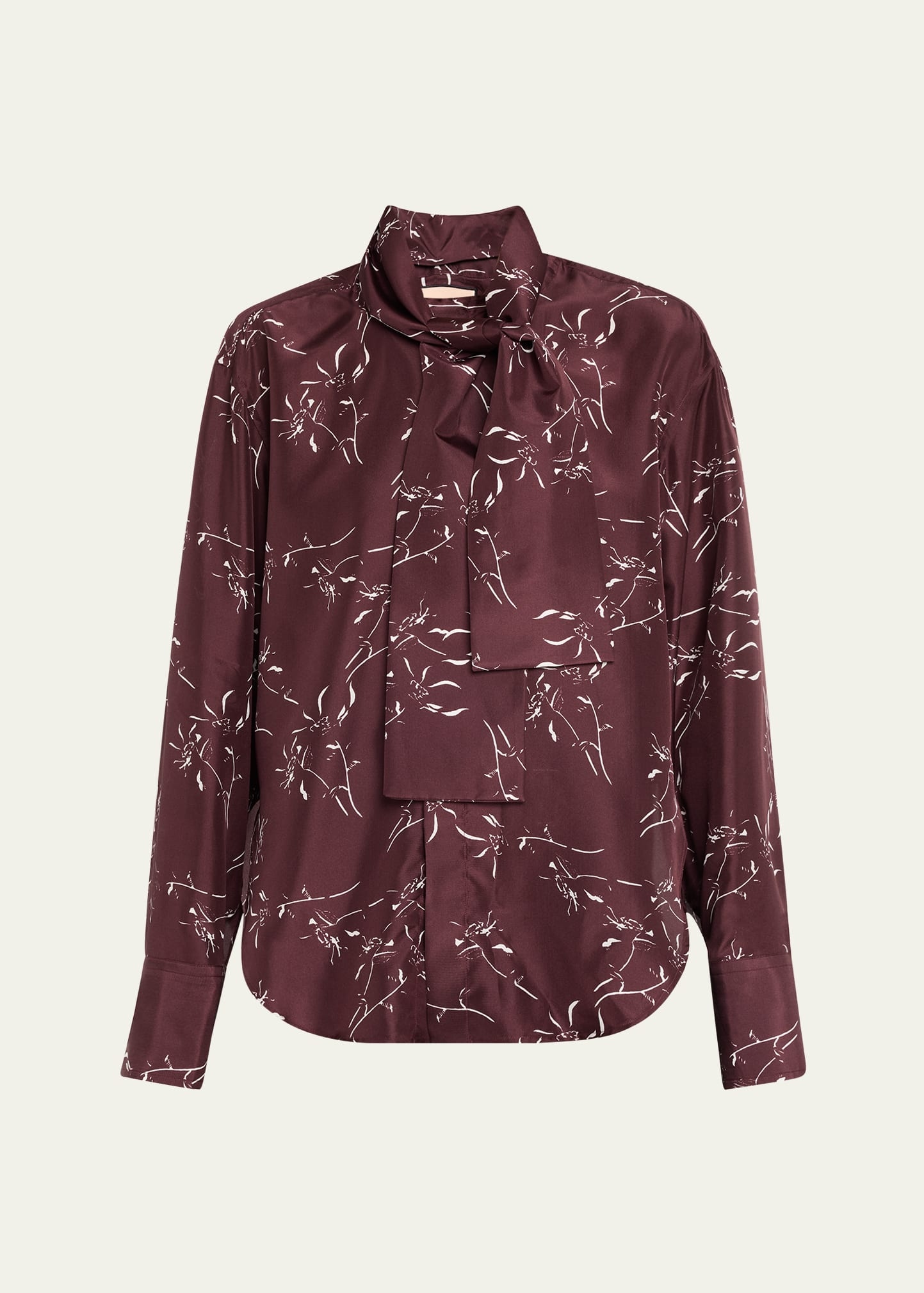 Long-Sleeve Tie-Neck Shirt - 1