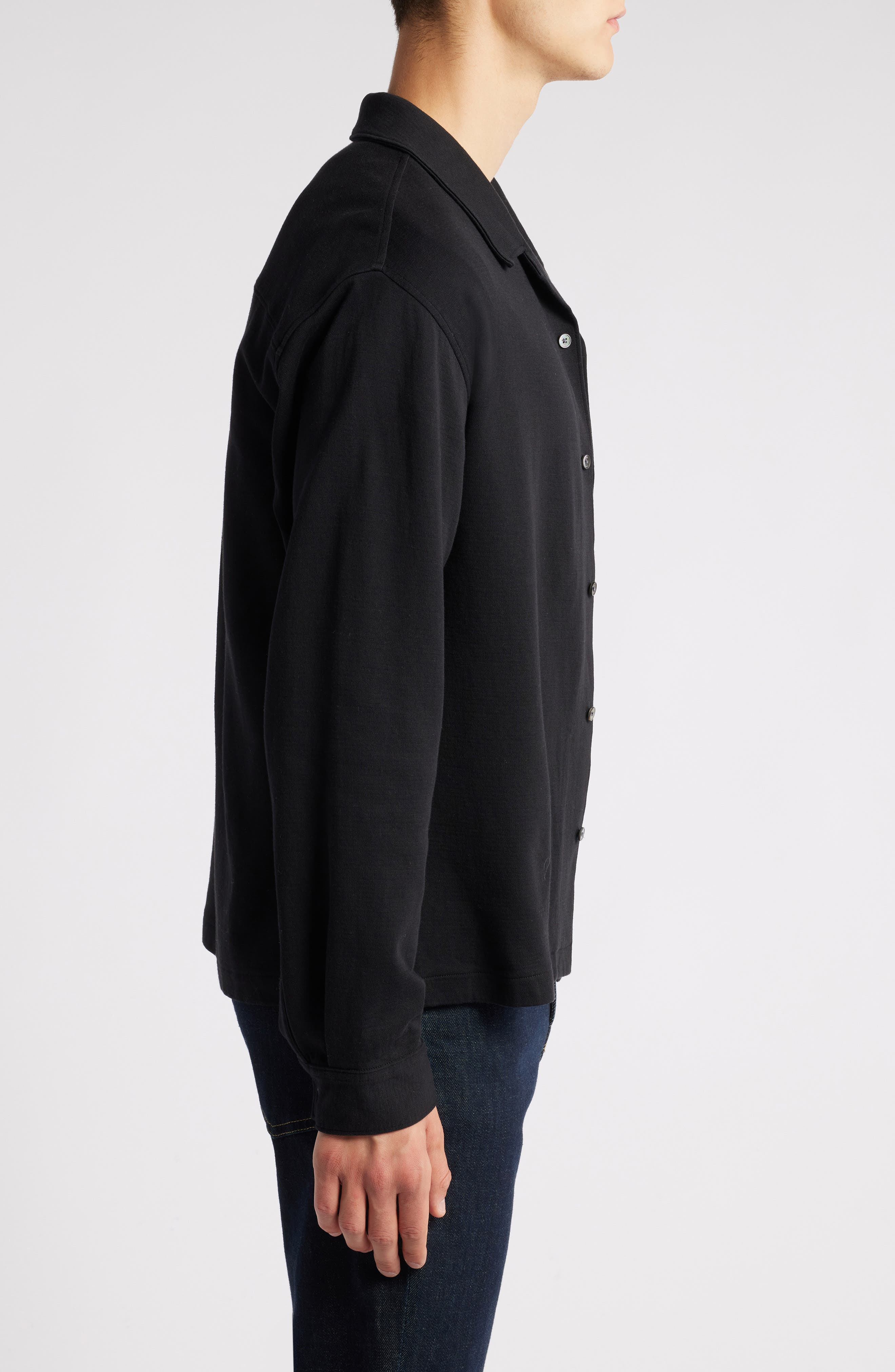 FRAME Long Sleeve Duo Fold Relaxed Shirt in Black at Nordstrom - 3